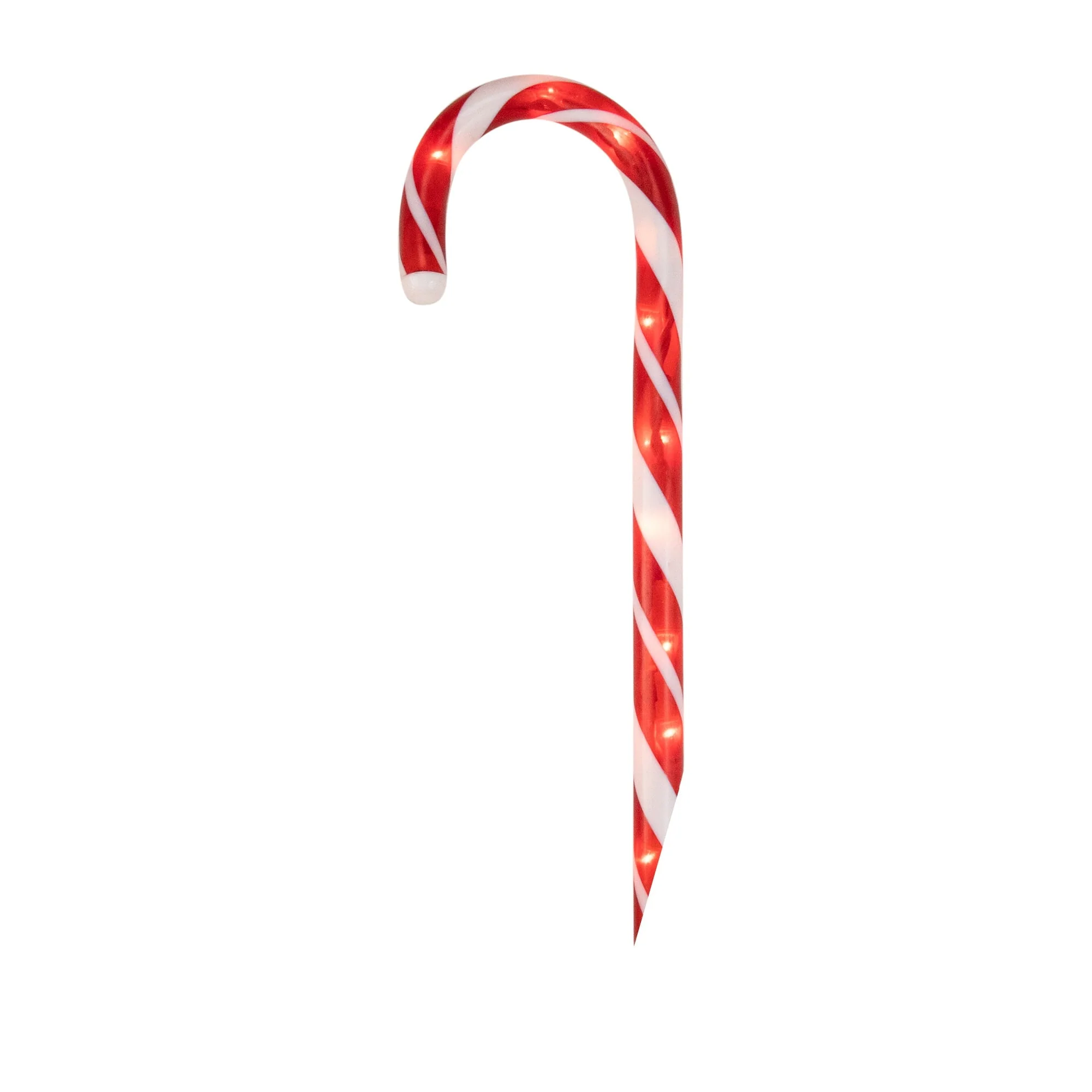 Set of 10 Red Lighted Outdoor Candy Cane Christmas Lawn Stakes 12" - Image 4