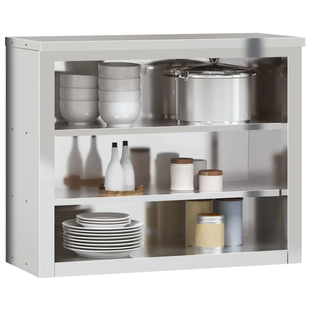 vidaXL Kitchen Wall Cabinet with Shelf Storage Restaurant Stainless Steel - Image 21