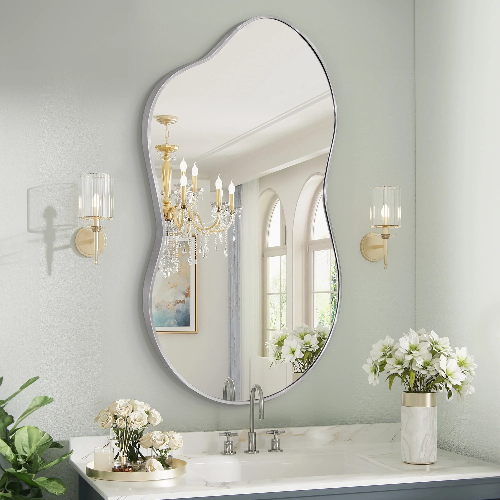 Asymmetrical Irregular Wall Mirror, Modern Decorative Accent Mirror for Living Room, Bedroom and Entryway - Image 6