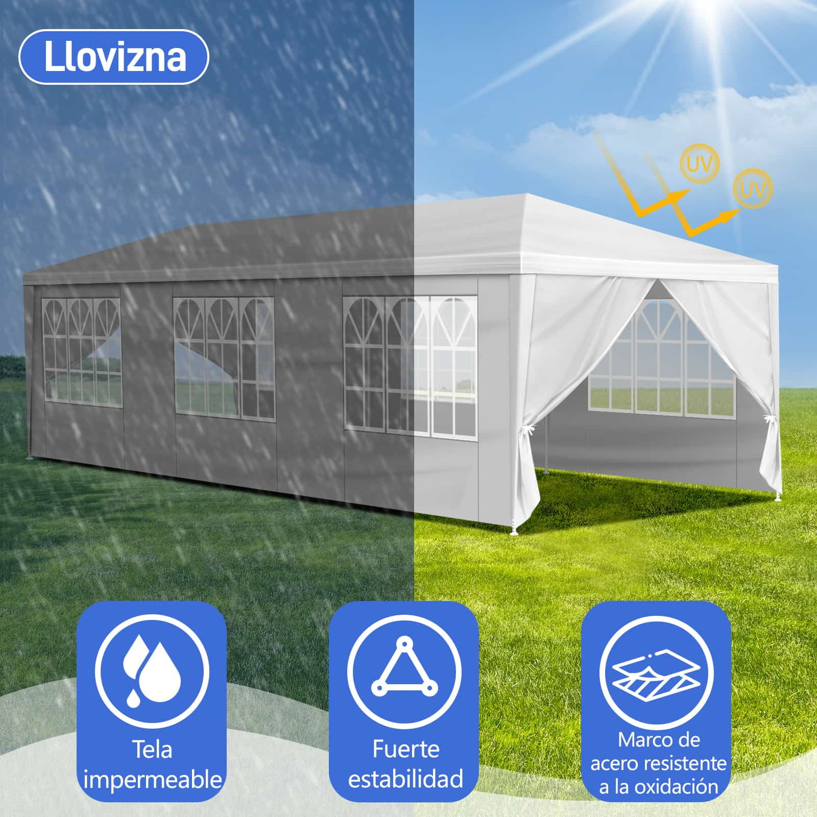 10'x30' Canopy Tent, Canopy Party Tent with 8 Removable Sidewalls,Waterproof Gazebo Tent for Patio/Outdoor/Wedding Parties and Events, White - Image 4