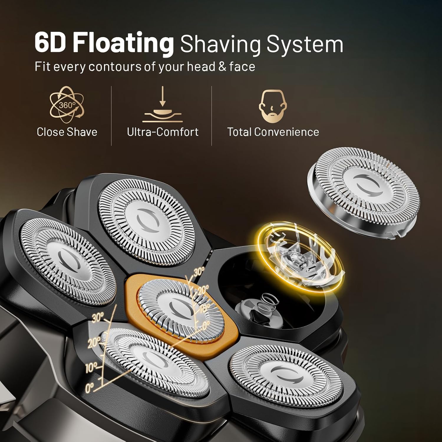 Waterproof Hypoallergenic Head & Face Shaver, Rechargeable Electric Razor for Men’s Scalp and Facial Grooming - Image 2