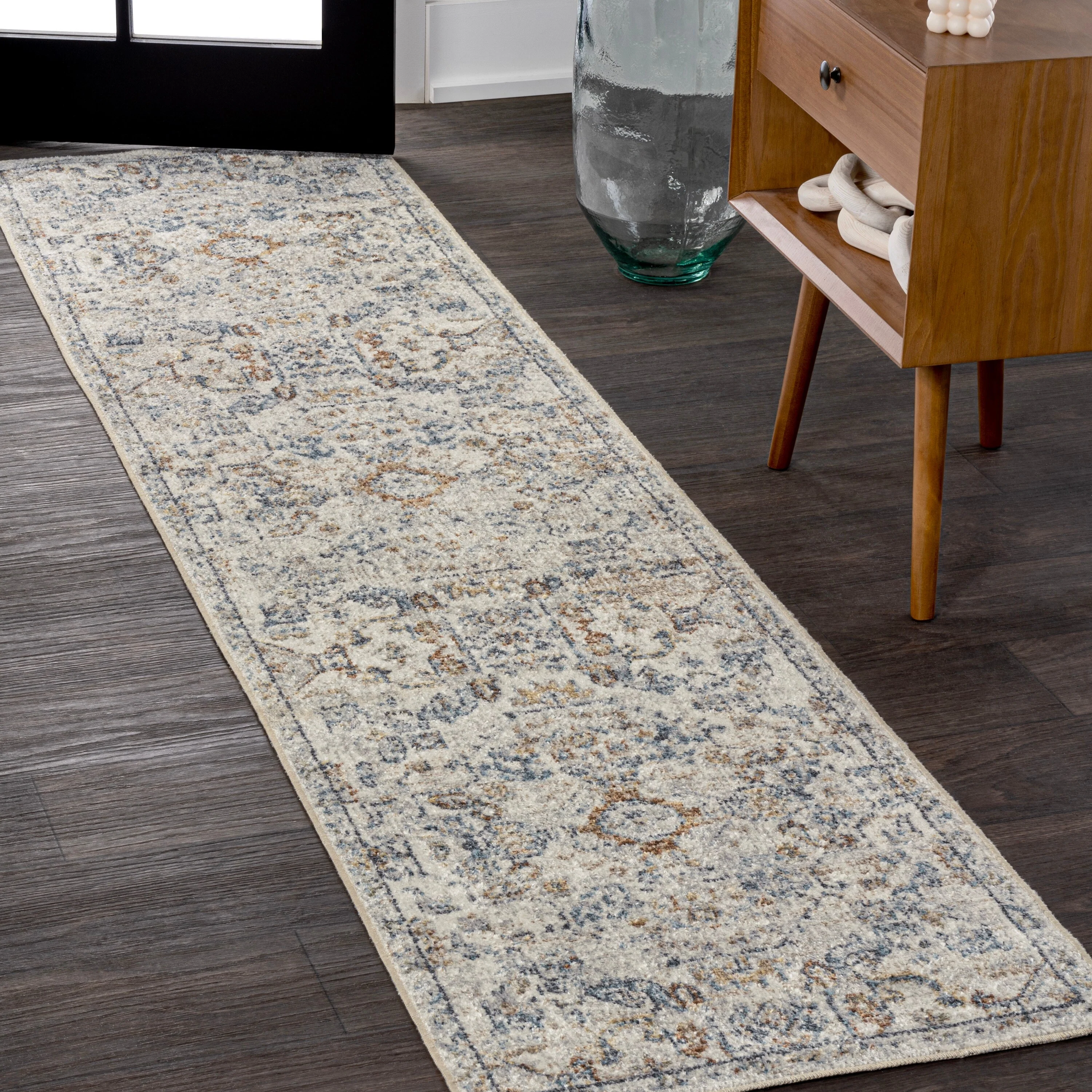 Bohemian Medallion Low-Pile Machine-Washable Area Rug, Cream and Terra - Image 55