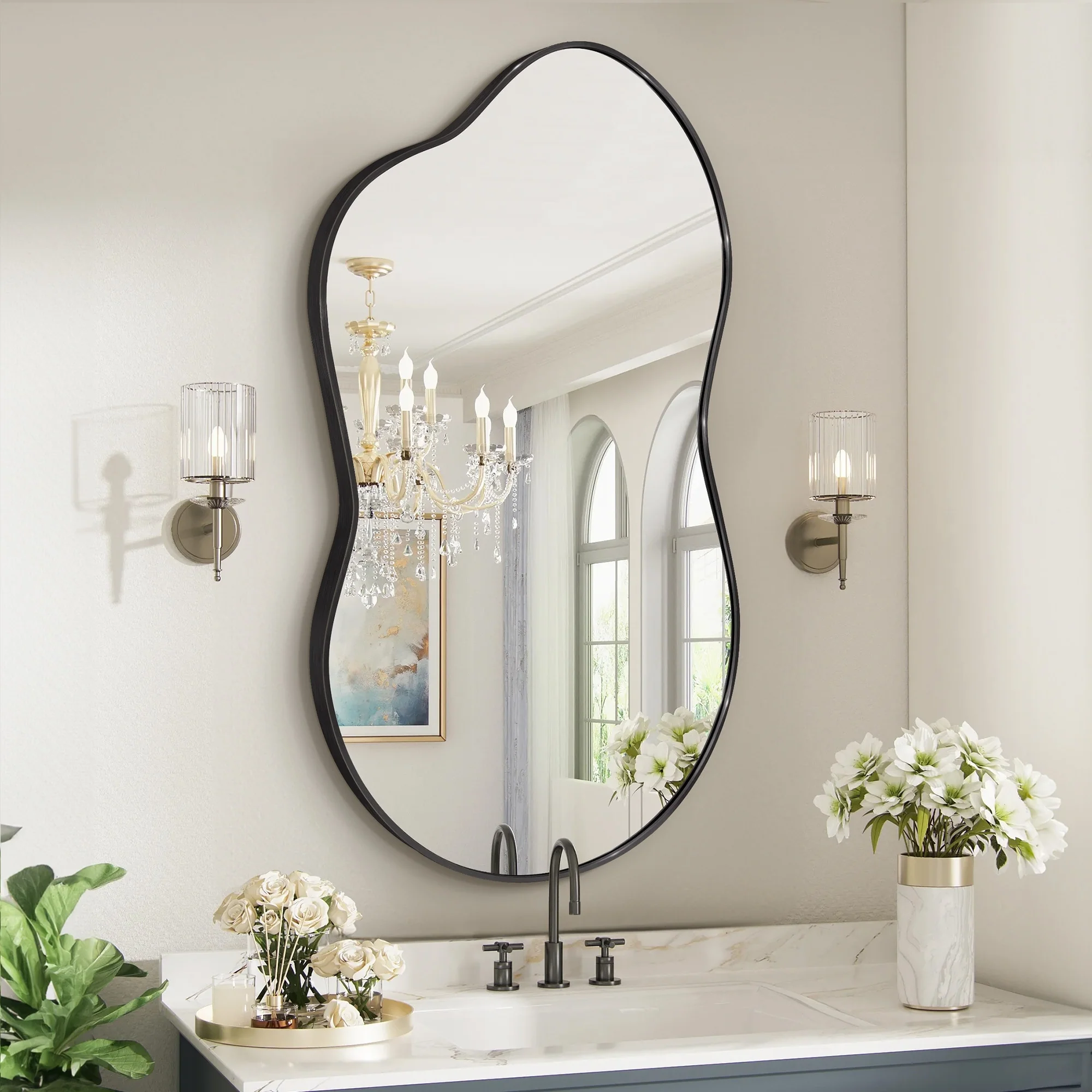 Asymmetrical Irregular Wall Mirror, Modern Decorative Accent Mirror for Living Room, Bedroom and Entryway - Image 4