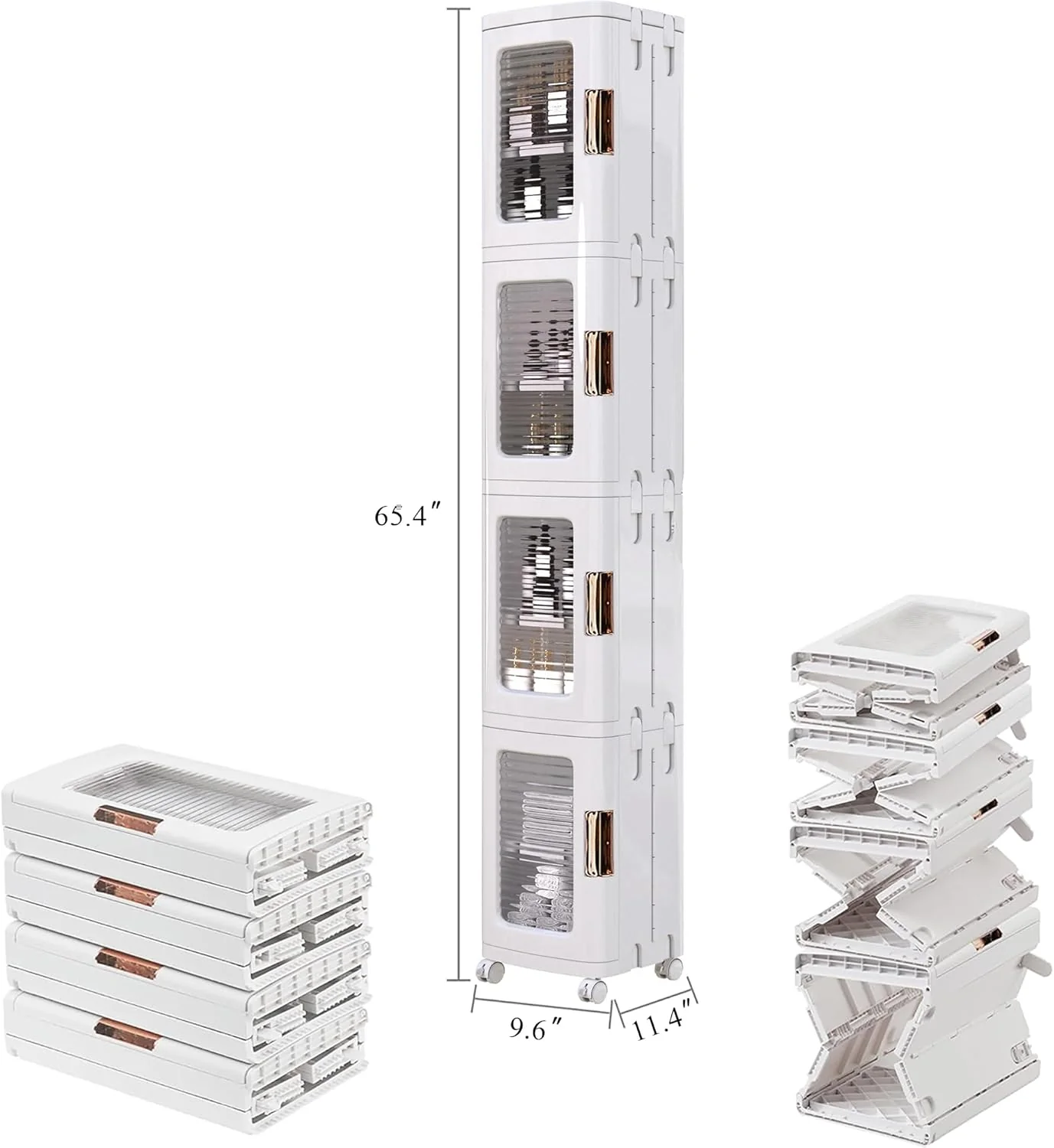 4-Tier Tall Narrow Plastic Storage Cabinet, Slim Vertical Organizer for Bathroom, Bedroom and Home Storage - Image 2