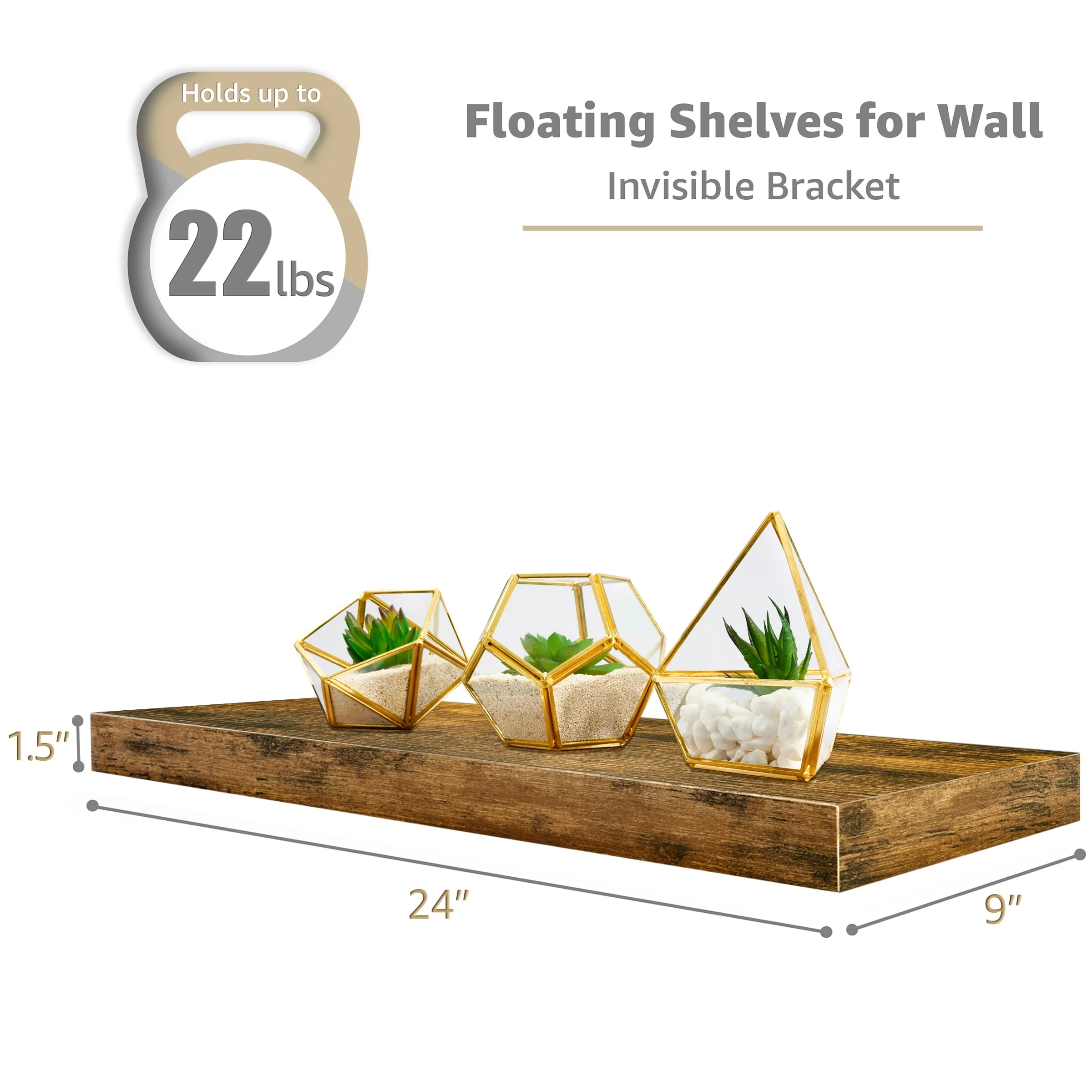 24 Inch Extra Long Floating Wall Shelf, Wall Mounted Display and Storage Shelf for Home Decor - Image 18