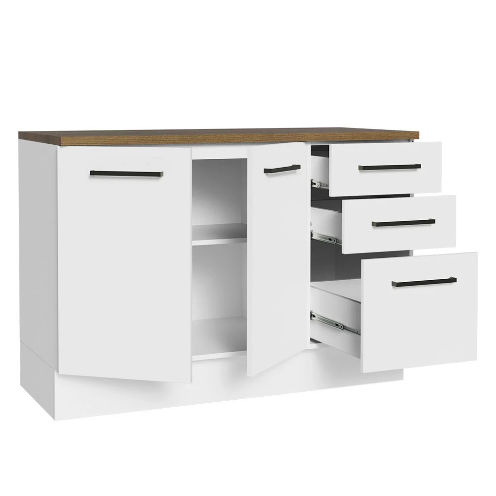 Madesa Garage and Utility Room Base Storage Cabinet with 2 Doors and 3 Drawers Storage Shelves 47 Inch Wooden Organization Unit - White - Image 5