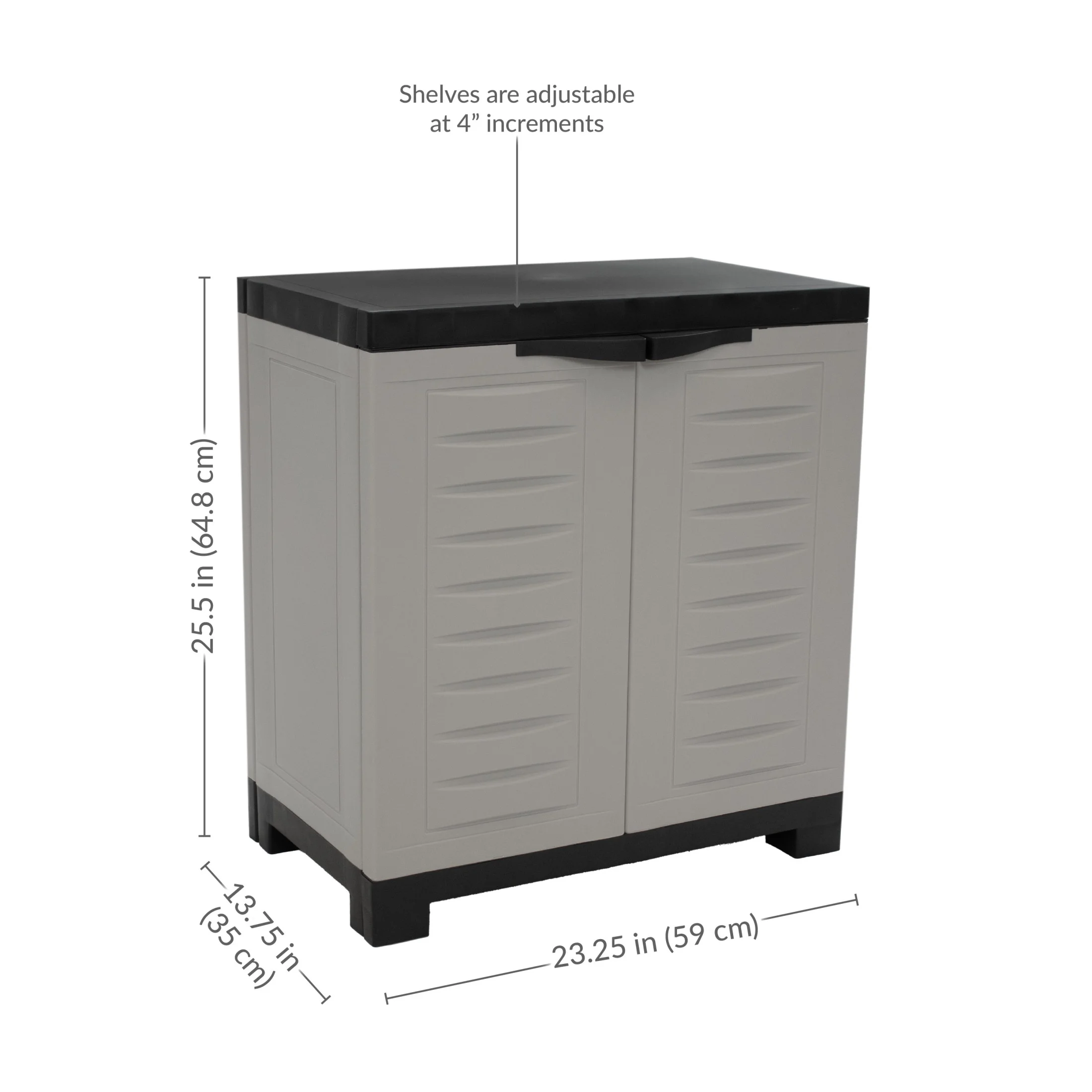 Sunnydaze Adjustable 25.5" Plastic 1-Shelf Freestanding Garage Storage Cabinet, Gray w/ Charcoal Trim - Image 7