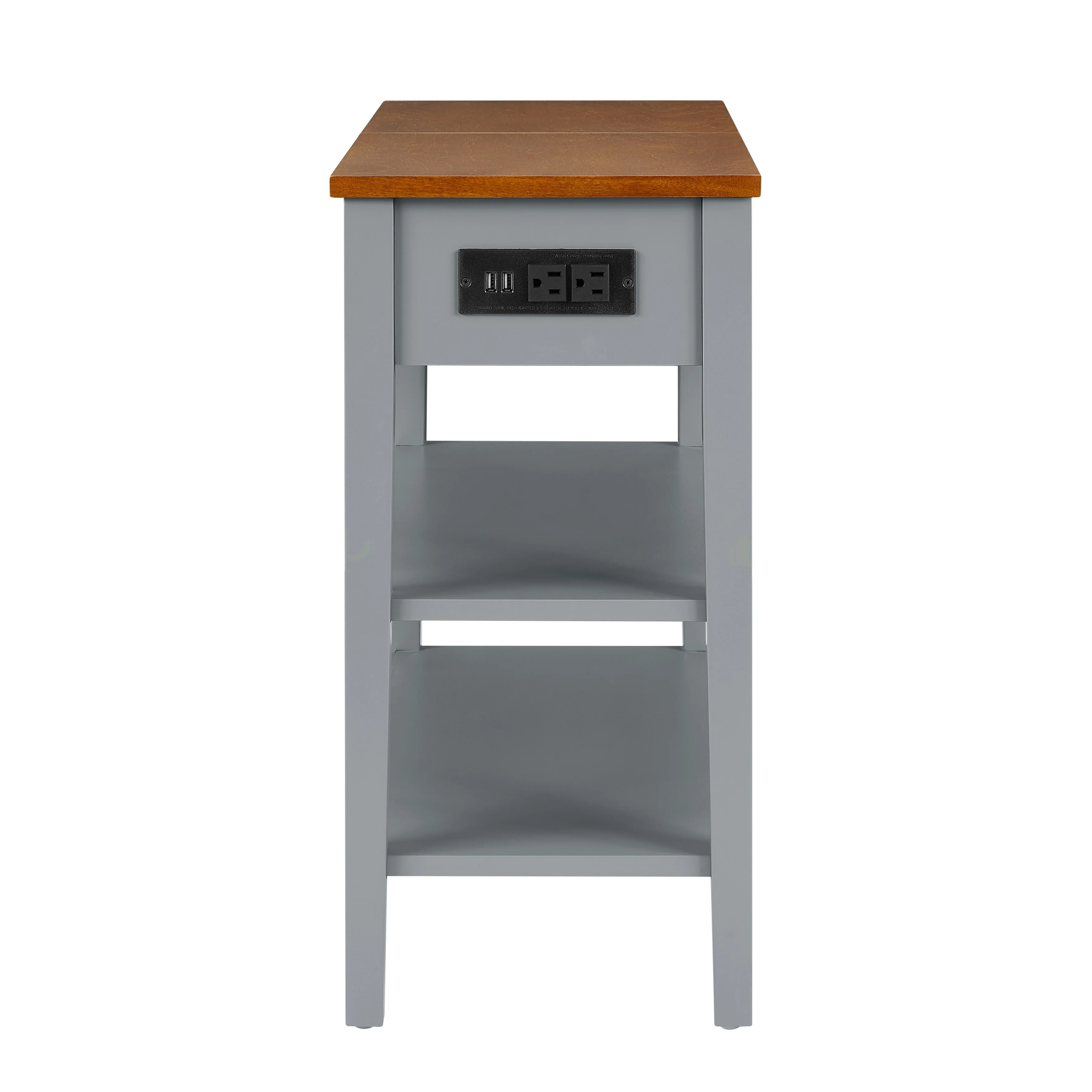 Narrow 2-Tone End Table with USB Charging Ports, Small Space Side Table - Image 9