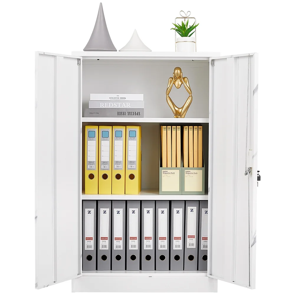 Metal Storage Cabinet with Locking Doors and Adjustable Shelf, Folding Filing Storage Cabinet, Rolling Storage Locker Cabinet for Home Office,School,Garage, White - Image 25