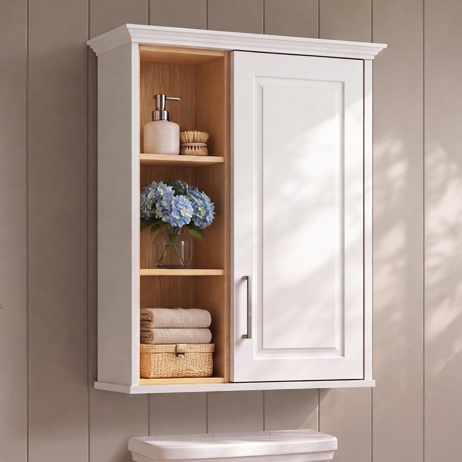 Bathroom Cabinet Wall Mount with DIY Lighting Dual-Tone Design - Image 2