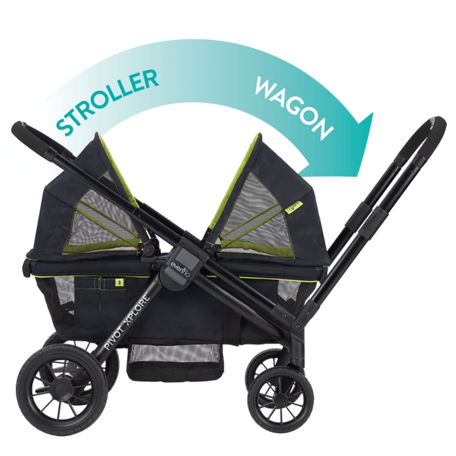 2-in-1 All-Terrain Baby Stroller Wagon with Canopy and Storage - Gray - Image 30