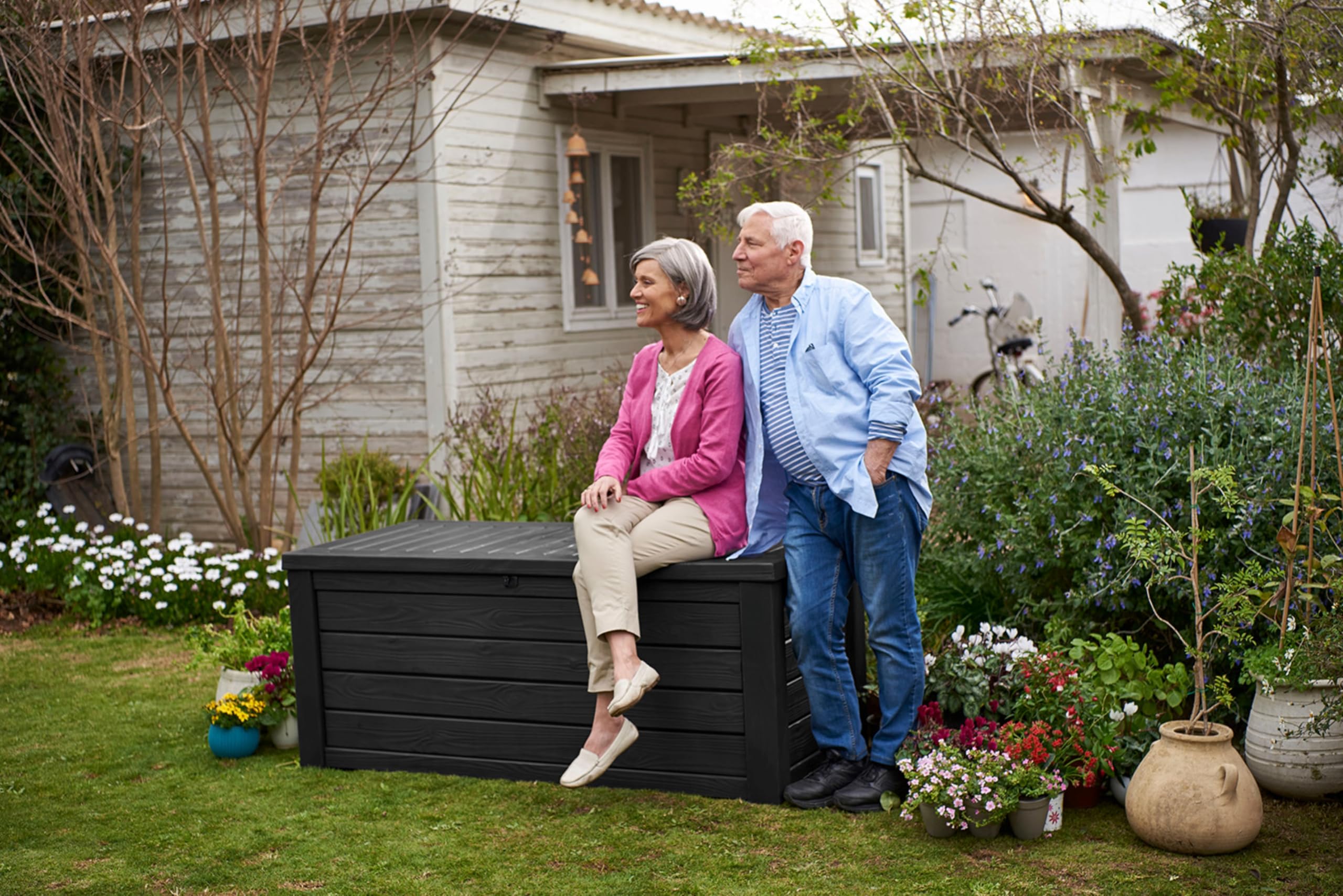 150 Gallon Resin Outdoor Storage Box, Large Deck Container for Patio, Garden and Yard, Dark Gray - Image 3