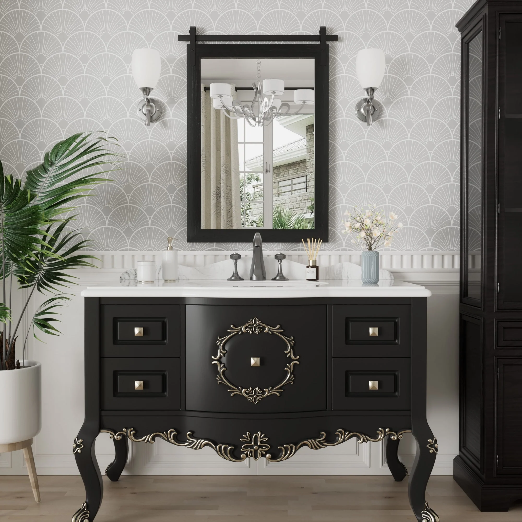 Modern Rectangular Wall Mirror with Wood Frame, Bathroom and Barn Door Mirror, Multiple Sizes - Image 29