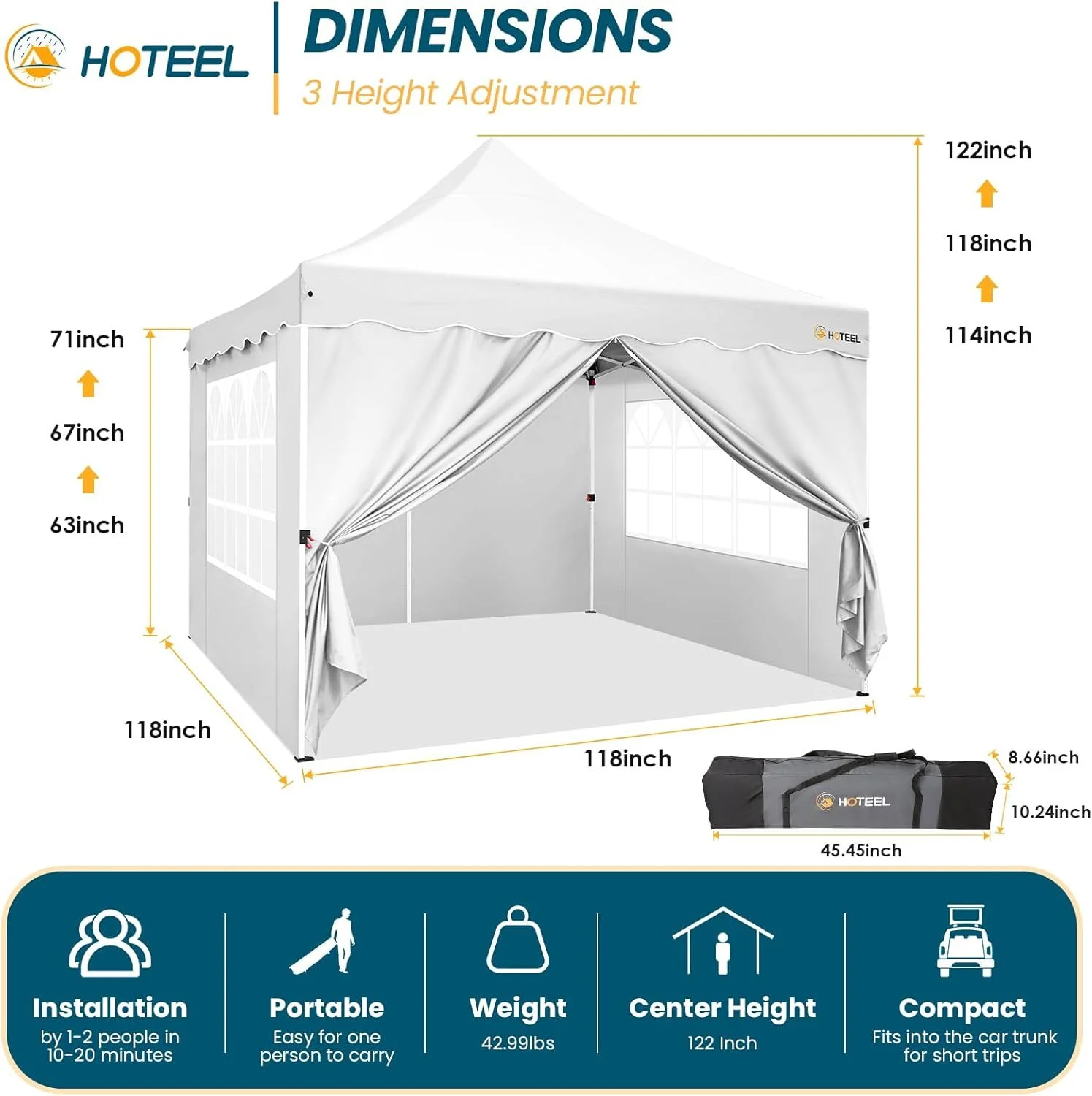 SANOPY 10' x 20' Pop up Canopy Party Tent with 6 Removable Sidewalls, Wave Eave Outdoor Waterproof Patio Gazebo Tent with Carry Bag, Backyards Camping Picnics, Black - Image 39