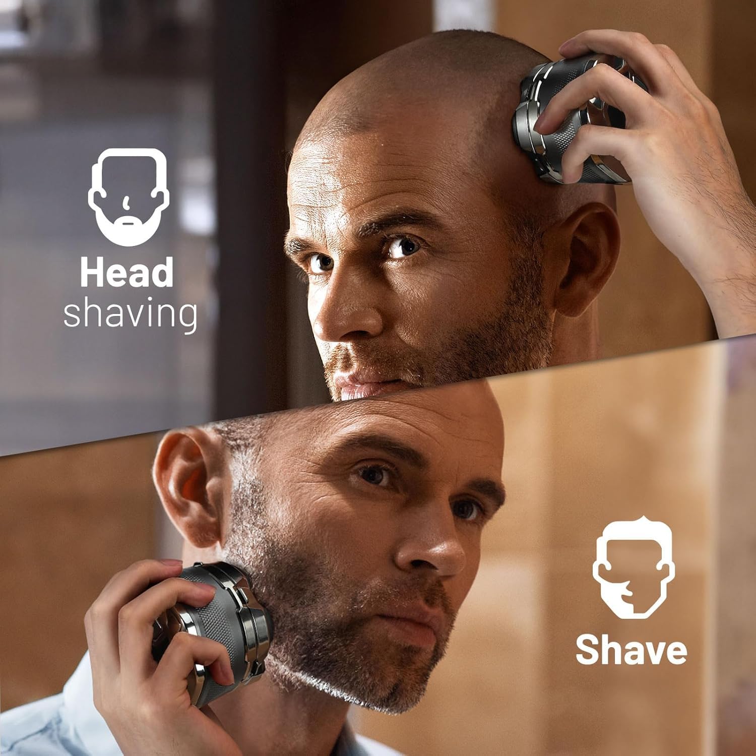 Waterproof Hypoallergenic Head & Face Shaver, Rechargeable Electric Razor for Men’s Scalp and Facial Grooming - Image 7