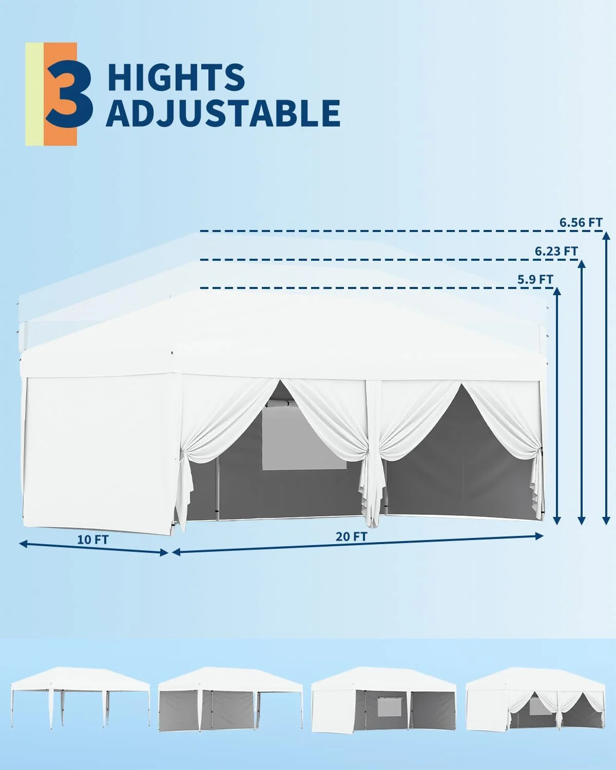 Arigeas Pop Up Canopy Tent 10'x10' with Adjustable Height, Easy Outdoor Sun Shade Shelter for Party, Event, Patio - Image 26