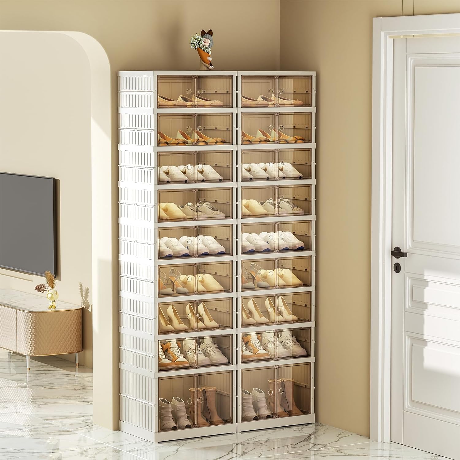 Shoe Rack Organizer for Entryway, 9 Tiers, 18 Pairs, 17.3" Wide