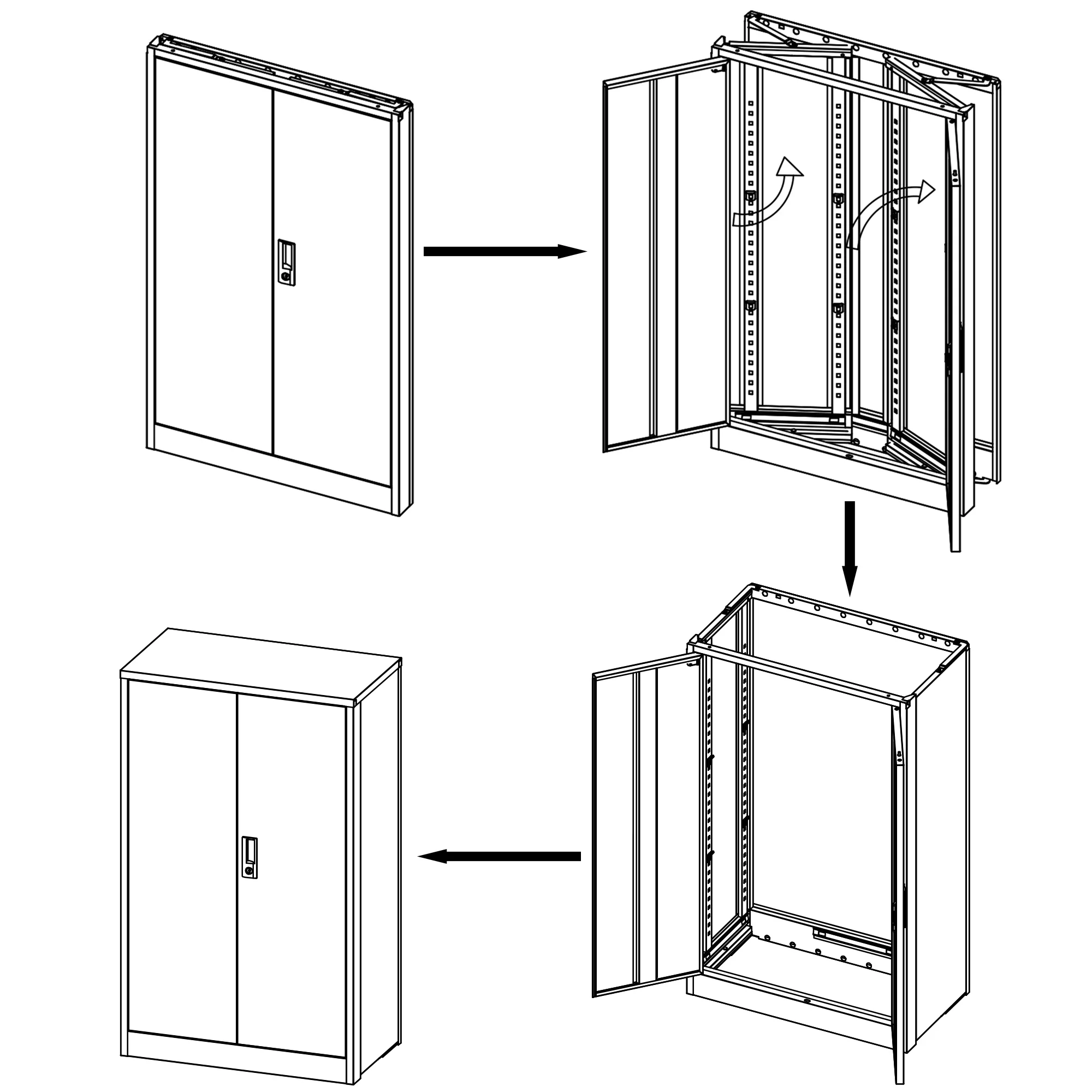 Metal Storage Cabinet with Locking Doors and Adjustable Shelf, Folding Filing Storage Cabinet, Rolling Storage Locker Cabinet for Home Office,School,Garage, White - Image 4