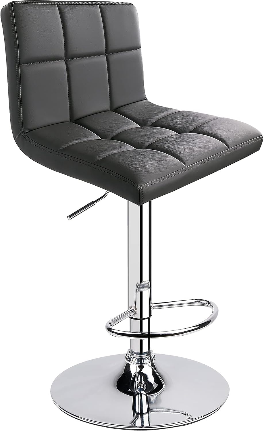 Leopard Bar Stools, PU Leather Bar Stool with Back, Set of 2, Light Grey - Image 2