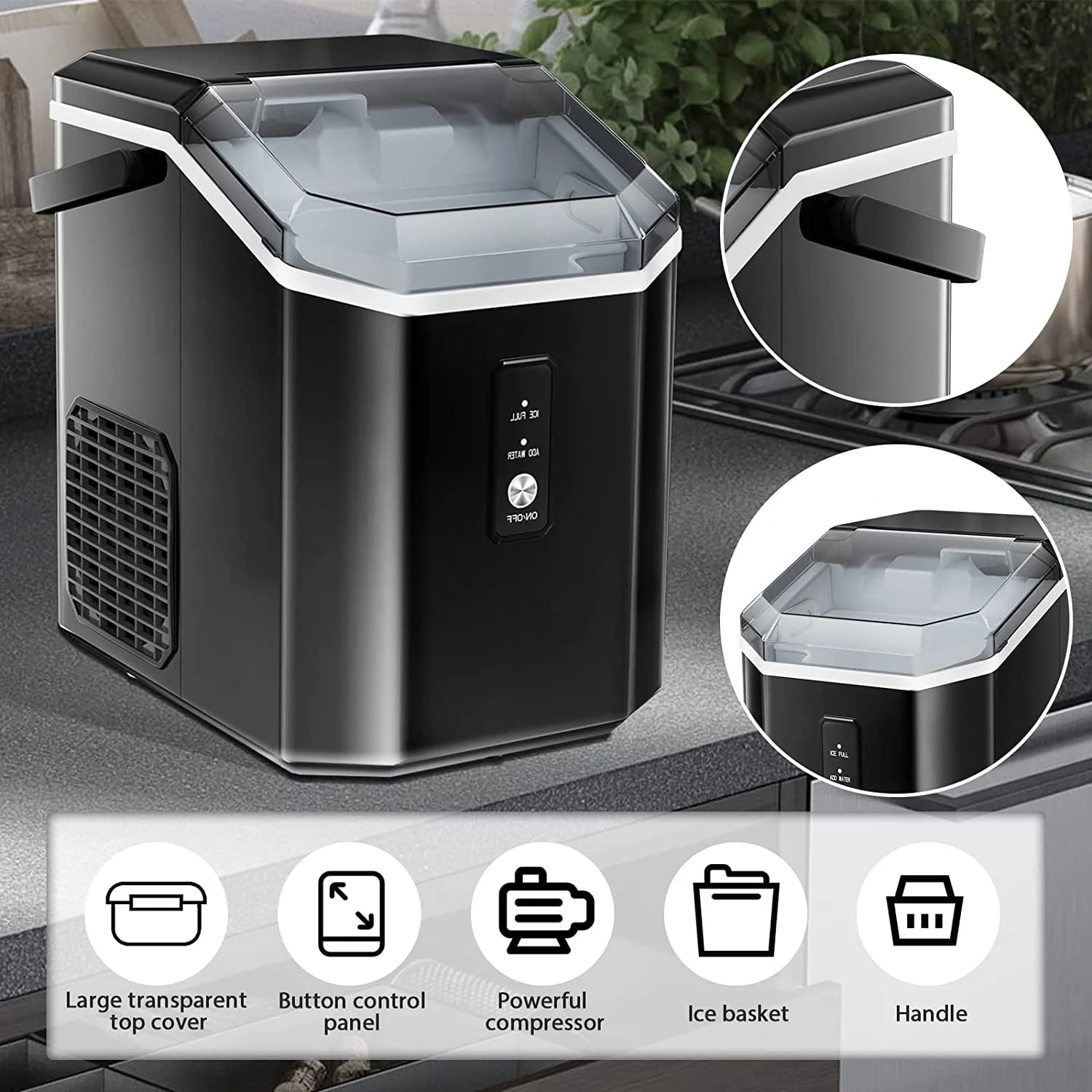 LHRIVER Countertop Nugget Ice Maker, 35Lbs/24H, Soft Chewable Ice, Ice Scoop, Self-Cleaning, White - Image 17