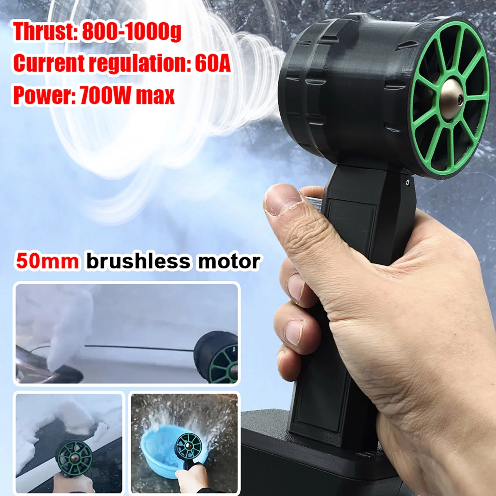 Motor Handheld Ducted Turbofan 50mm Brushless Motor Jet Fan 800-1000g Thrust Car Washer High Power Dust Blower Keyboard Cleaning Tool Compatible With // 18V - Image 7
