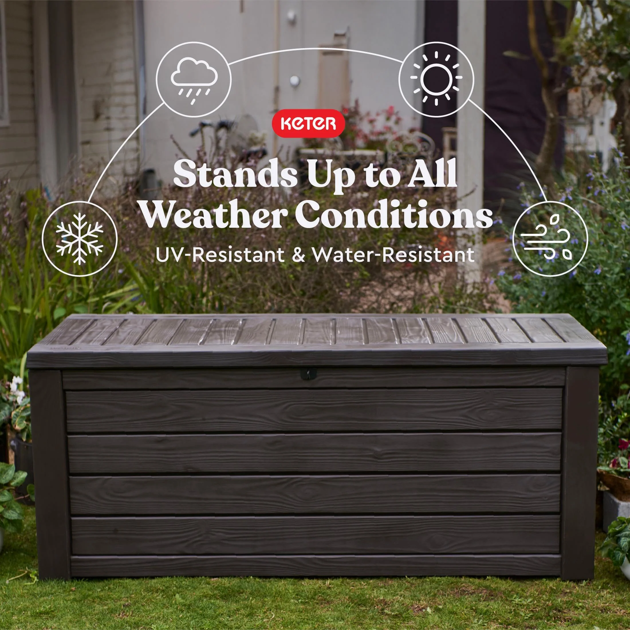 150 Gallon Outdoor Deck Box with Bench Seat, Large Storage Container for Patio, Garden, Yard and Pool Area - Image 6