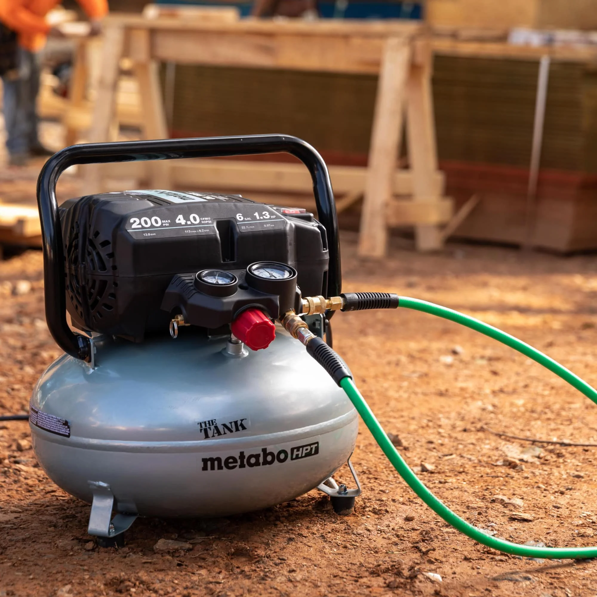 Metabo HPT Air Compressor, THE TANK, Portable Pancake Air Compressor 200 PSI, 6 Gallon Tank, Versatile for Use with Framing, Siding, Finish, Brad or Roofing Nailers, EC914S - Image 8