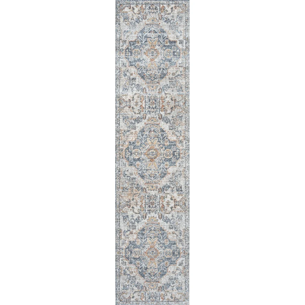 Bohemian Medallion Low-Pile Machine-Washable Area Rug, Cream and Terra - Image 14