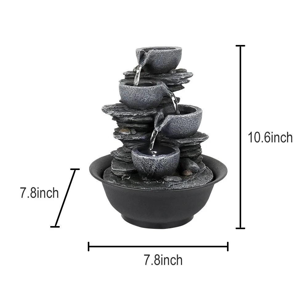 4-Tier Indoor Water Fountain, Relaxing Waterfall Feature for Home, Living Room and Bedroom Decor - Image 4