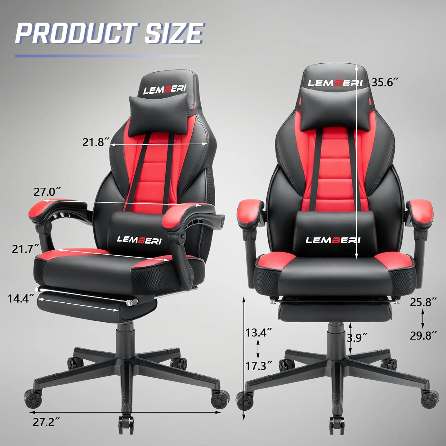 Big and Tall Gaming Chair with Footrest, 400 LB Capacity Ergonomic Video Game Chair for Home and Gaming - Image 3