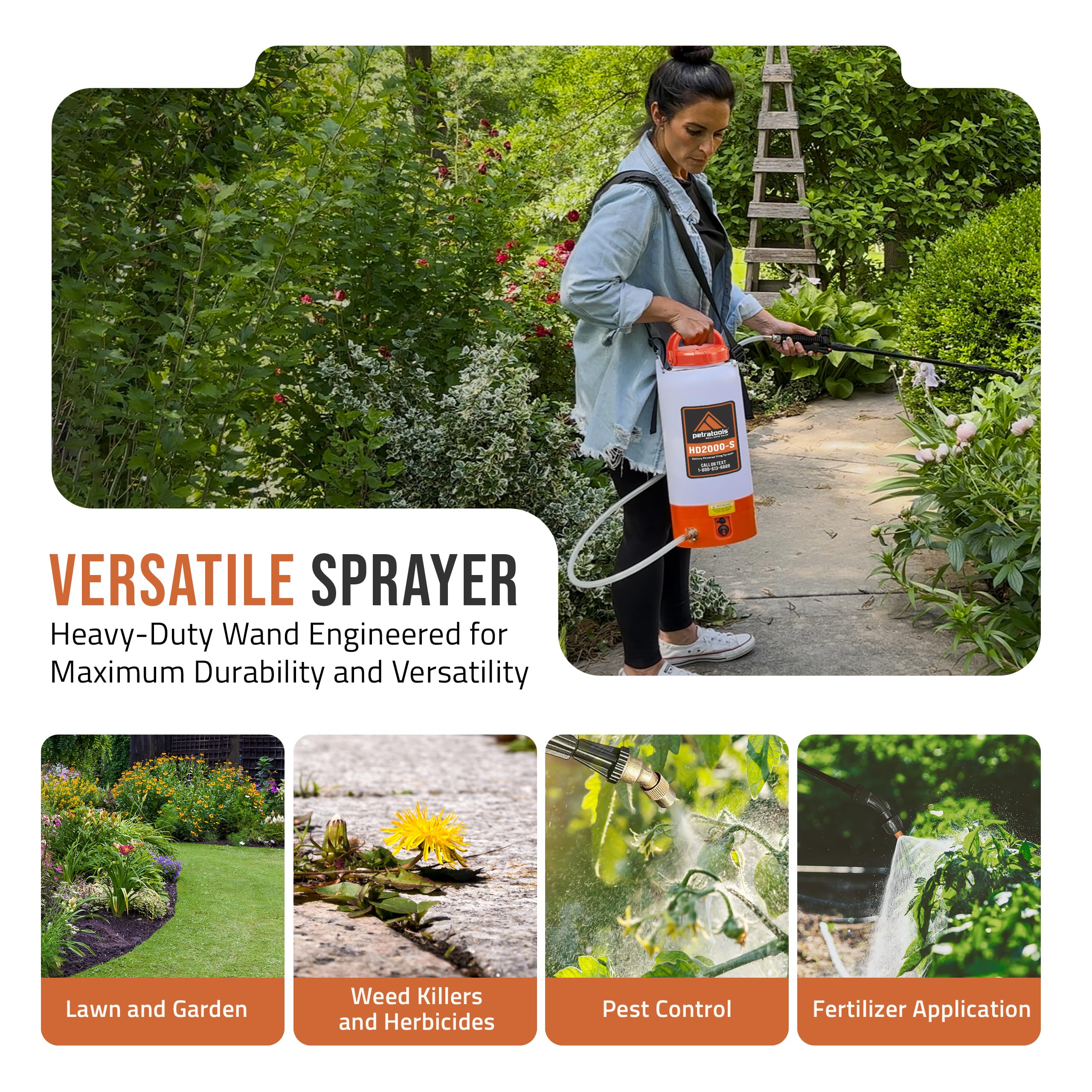2 Gallon Battery Powered Sprayer, Rechargeable Cordless Electric Pump Sprayer for Garden, Lawn and Outdoor Use - Image 3