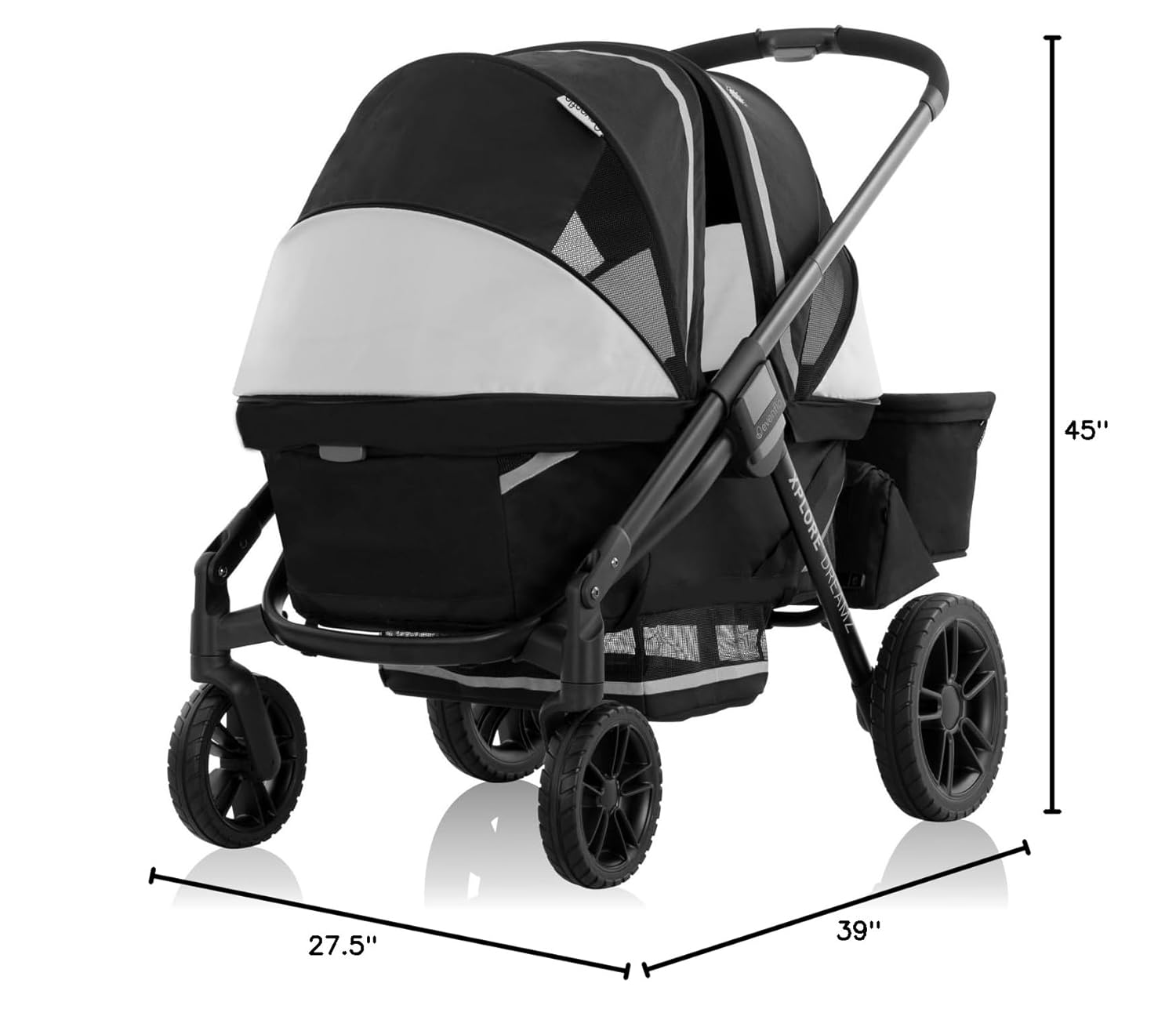 2-in-1 All-Terrain Baby Stroller Wagon with Canopy and Storage - Gray - Image 39