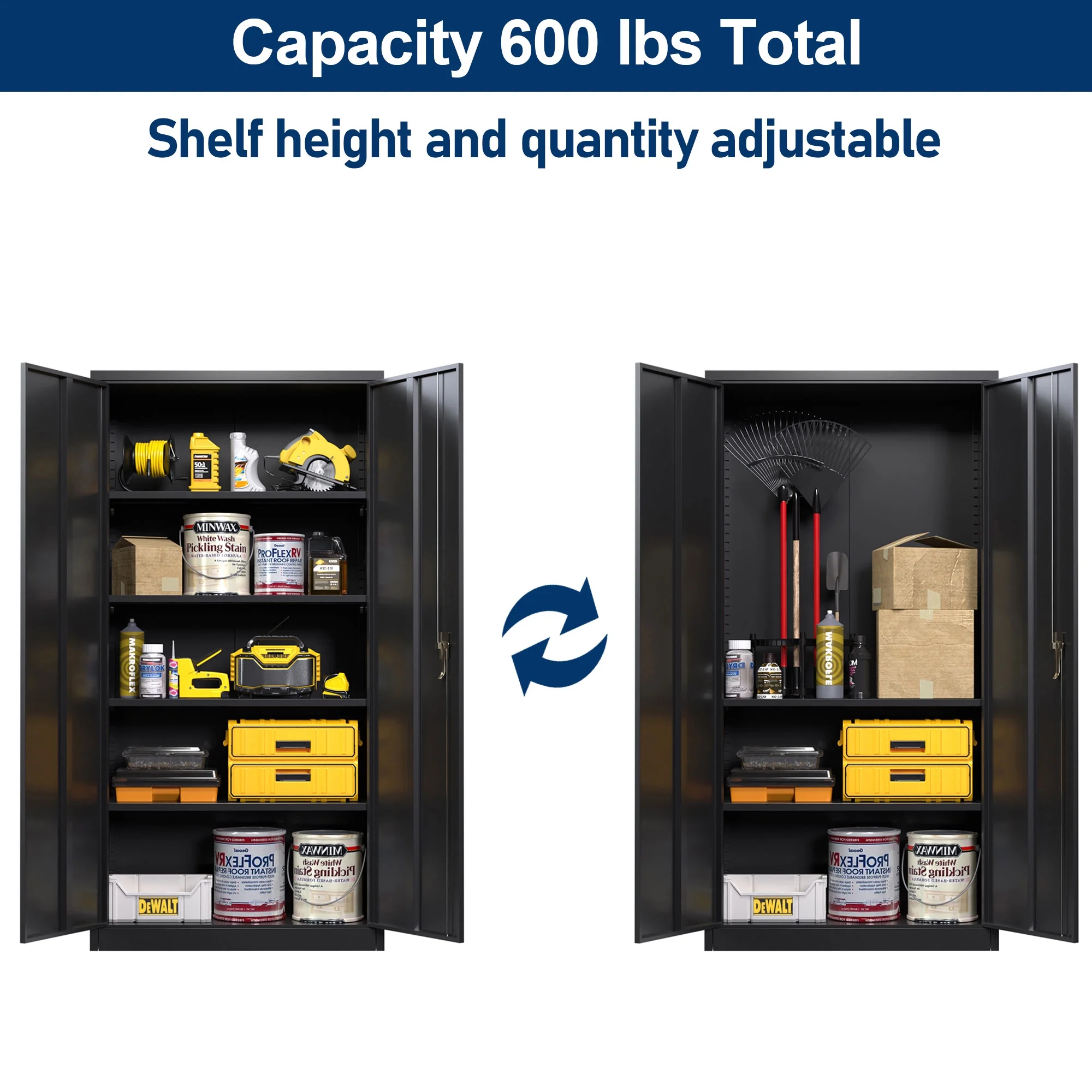 Aobabo 72 Inch Locking Storage Cabinet w/ Adjustable Shelves, Gray - Image 22