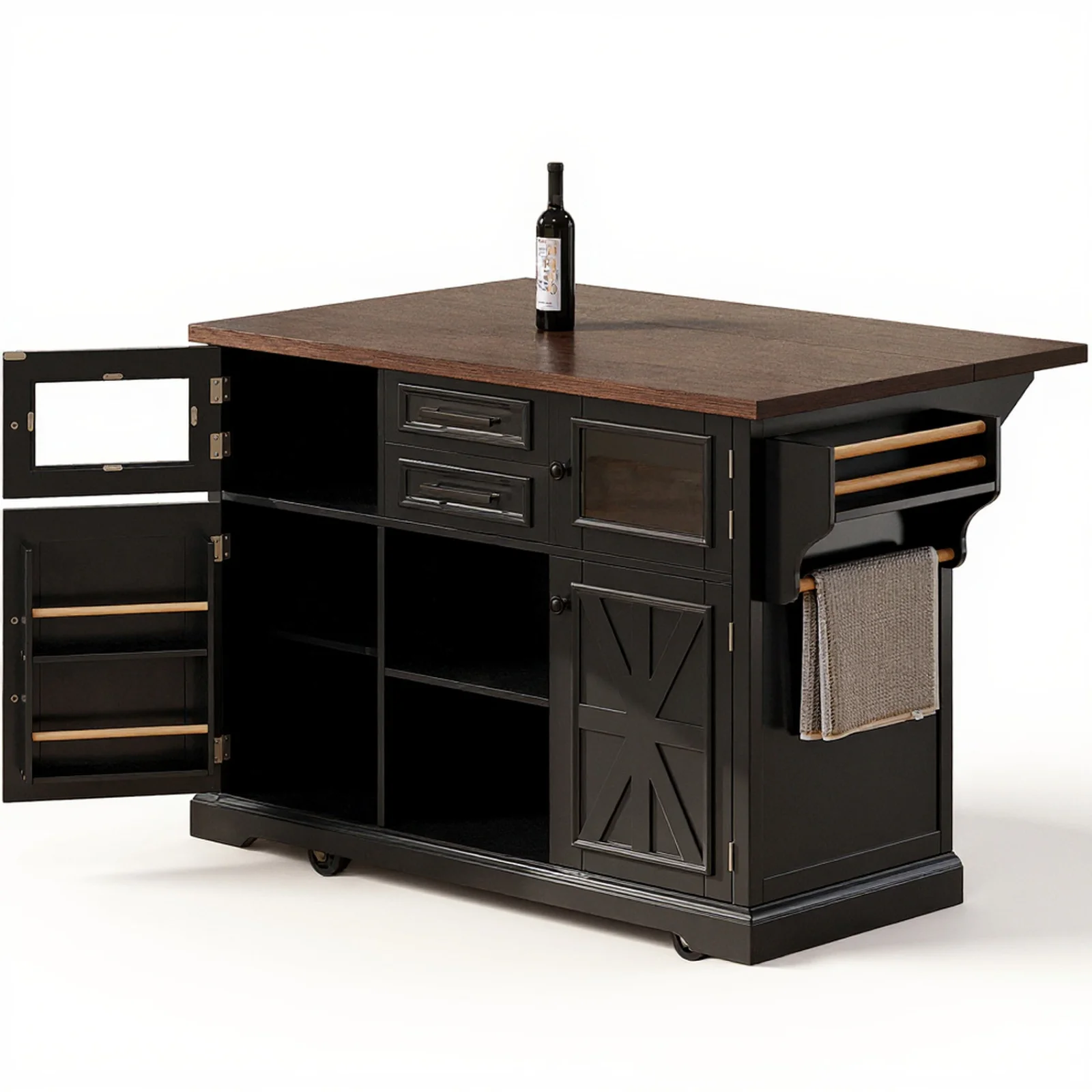 Homy Casa Rolling Garage Storage Cabinet with Drop Leaf, Charging Station for Office Gym, School - Image 14
