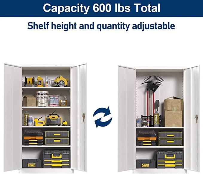 Aobabo Metal Storage Cabinet with Lock & Pegboard,Garage Storage Cabinet with 5 Adjustable Shelves,Tool Storage Cabinets for Home Office Garage,Assembly Required,Black - Image 46