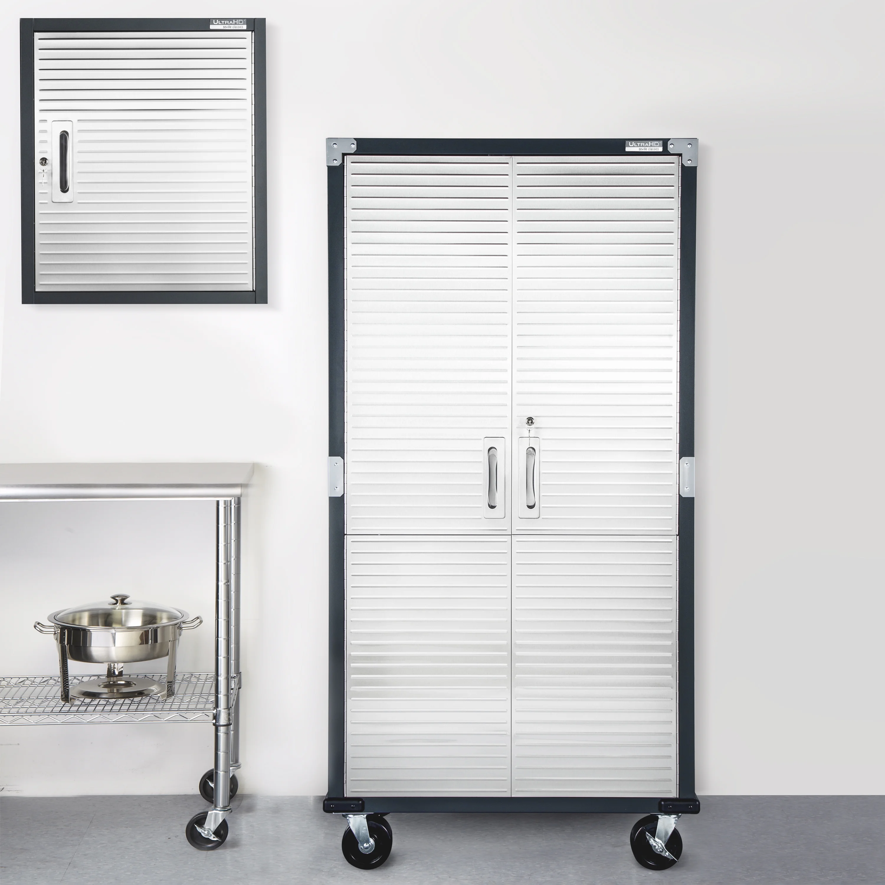 Seville Classics UltraHD? Solid Steel Lockable Metal Storage Wall Cabinet Organizer, w/ Adjustable Shelf, 24" W x 12" D x 28" H, Graphite - Image 2