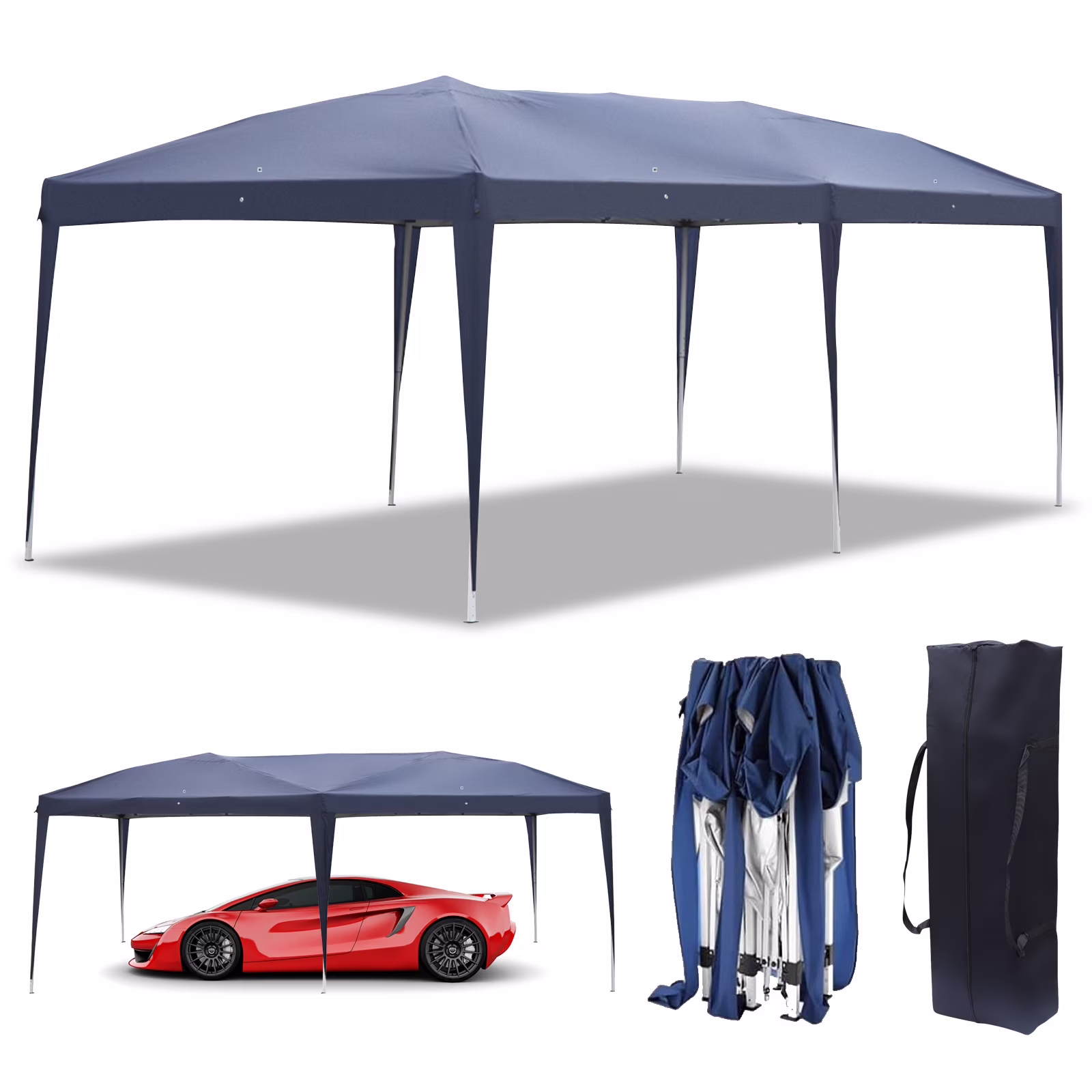 UBesGoo Ez Pop Up Patio Canopy Tent Gazebo Outdoor Party with 6 Sidewalls 10 x 20 ft Blue - Image 7