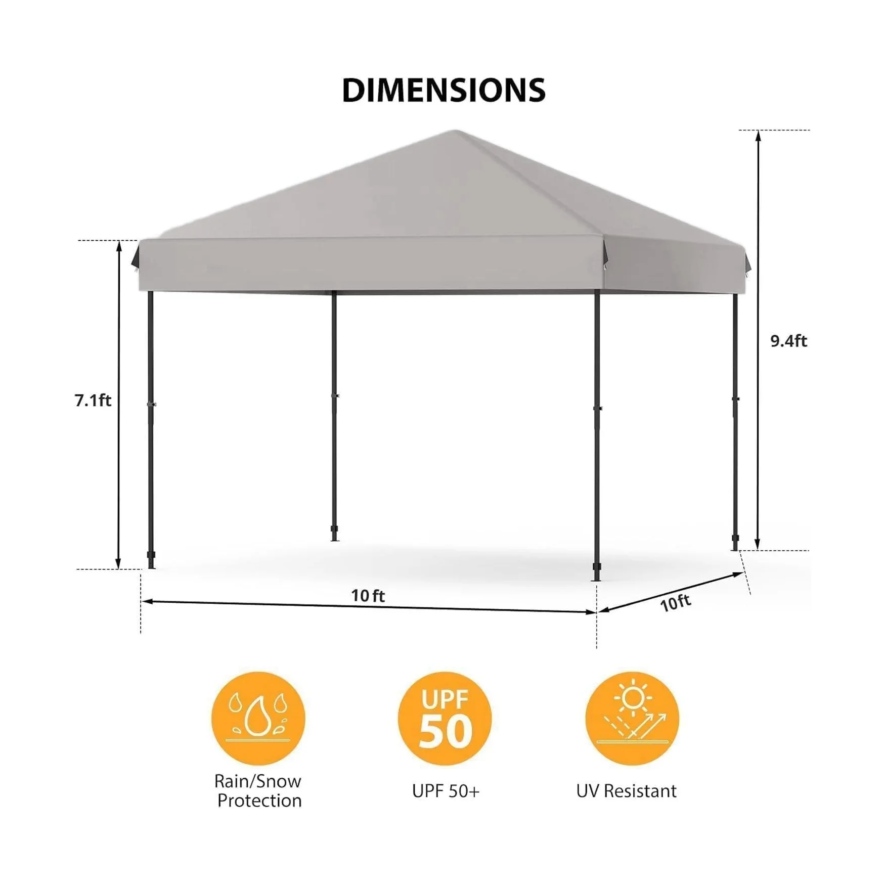 Arigeas Pop Up Canopy Tent 10'x10' with Adjustable Height, Easy Outdoor Sun Shade Shelter for Party, Event, Patio - Image 38