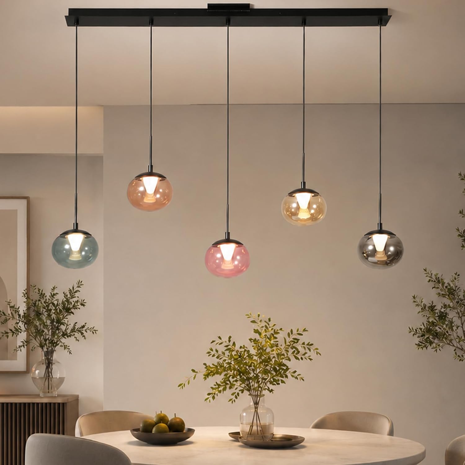 Modern Linear Chandelier, Dimmable LED Pendant Light with Remote - Image 13