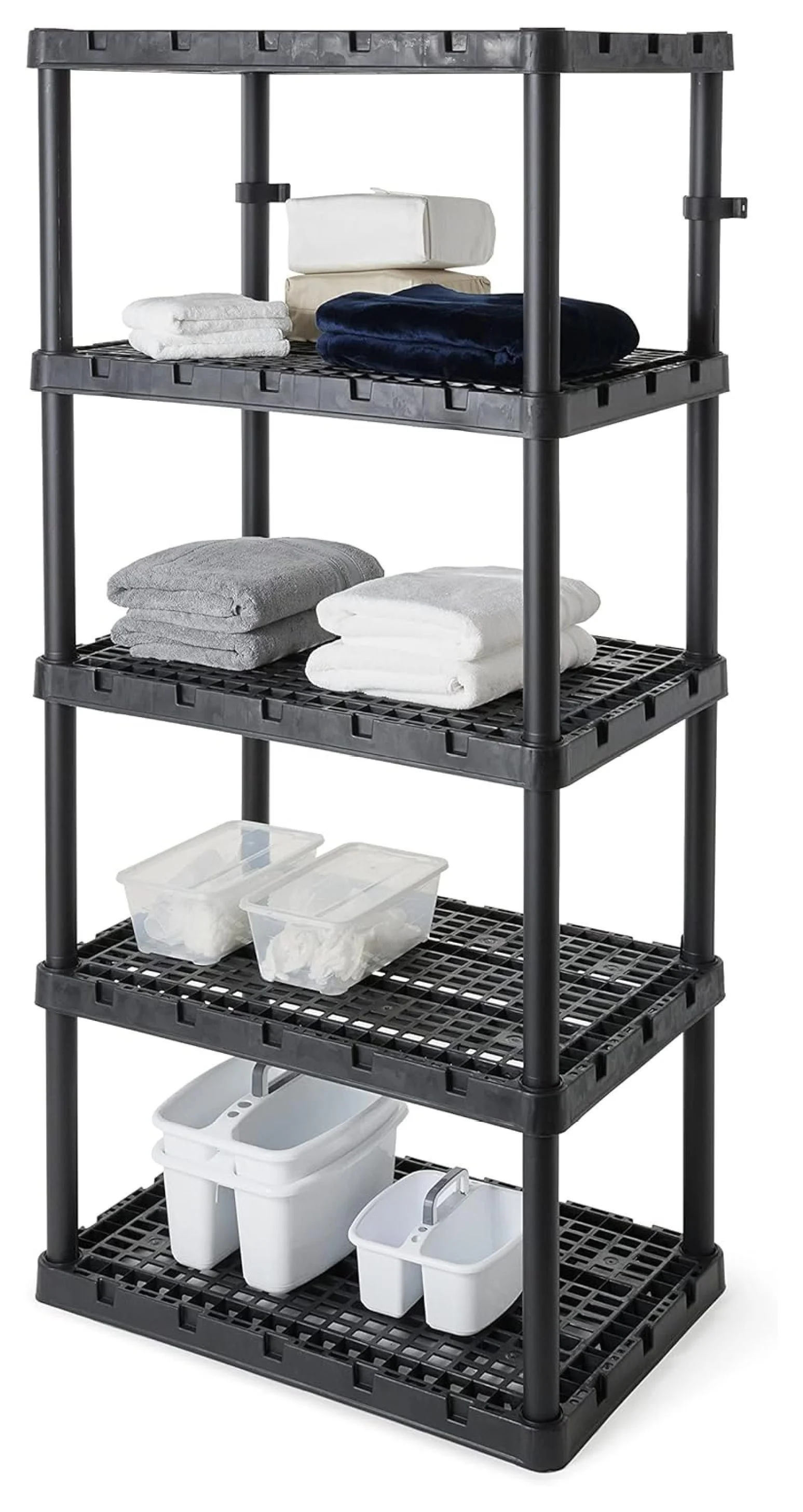 5 Shelf Knect-A-Shelf Ventilated Extra Heavy Duty Storage Unit Organizer System for Home, Garage, Basement, and Laundry, Black - Image 10