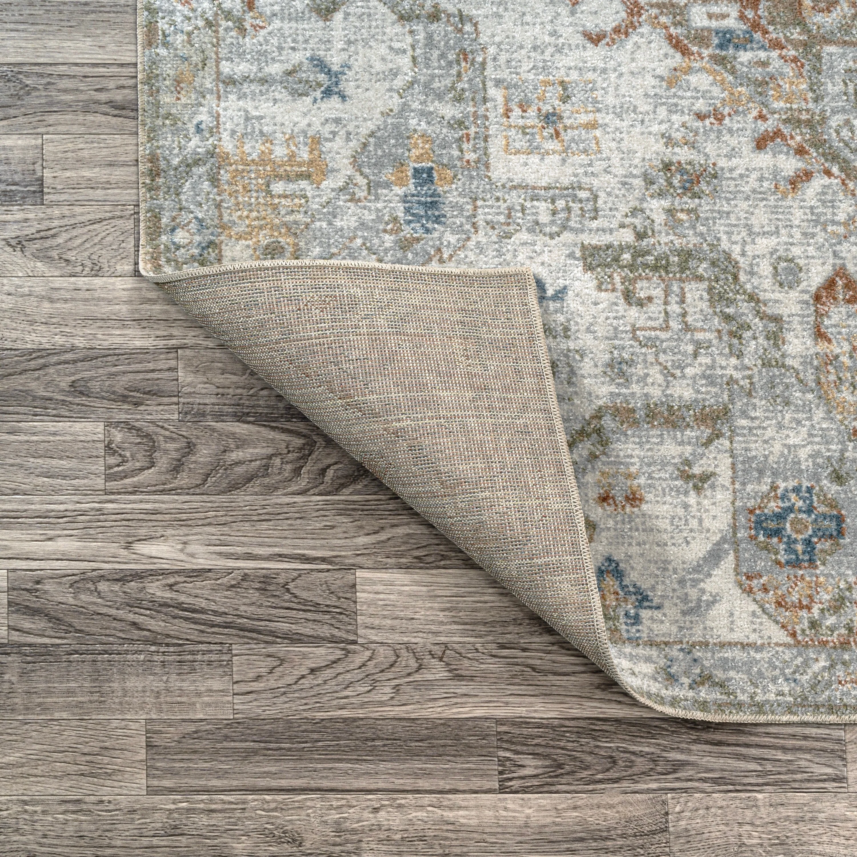 Bohemian Medallion Low-Pile Machine-Washable Area Rug, Cream and Terra - Image 32