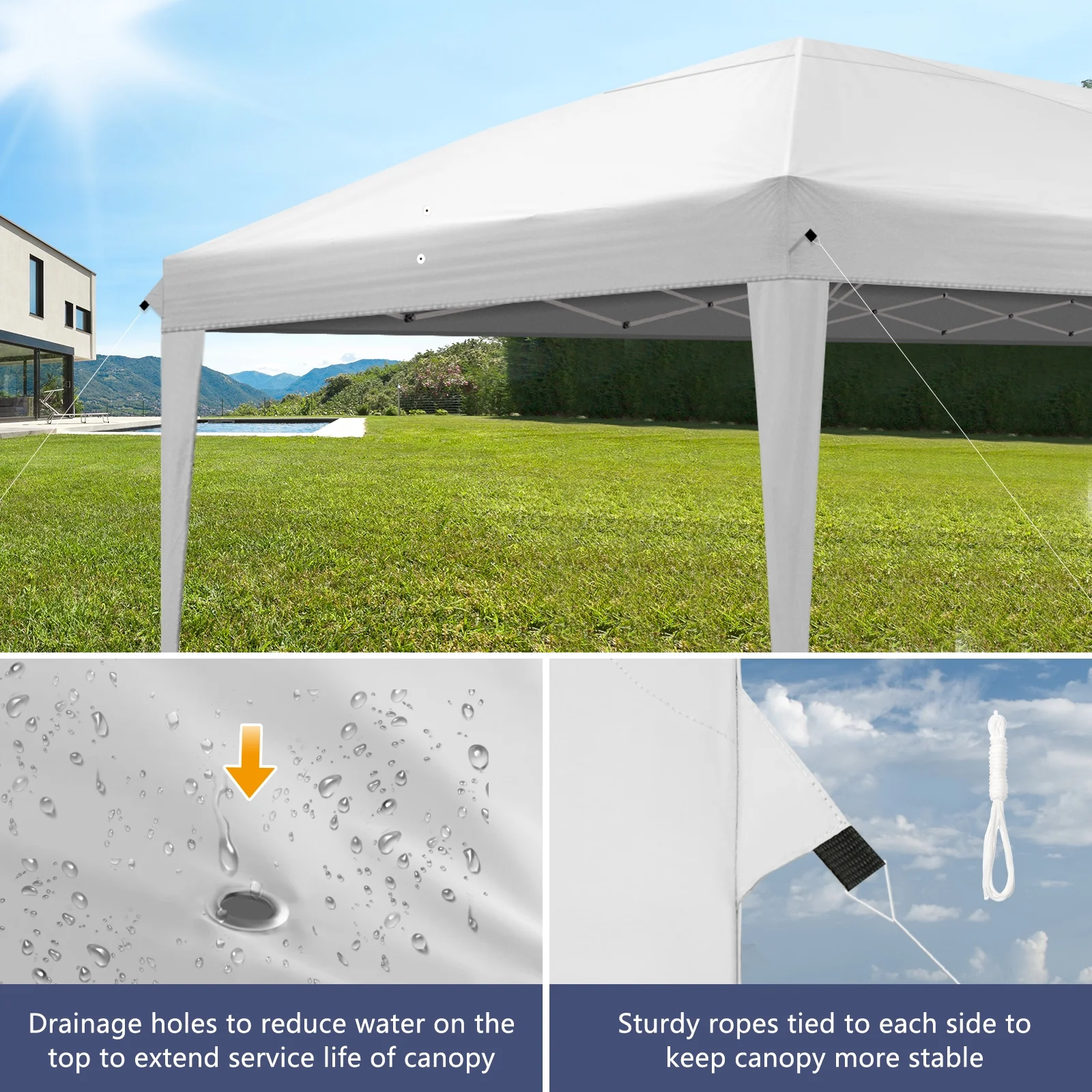 UBesGoo Ez Pop Up Patio Canopy Tent Gazebo Outdoor Party with 6 Sidewalls 10 x 20 ft Blue - Image 45