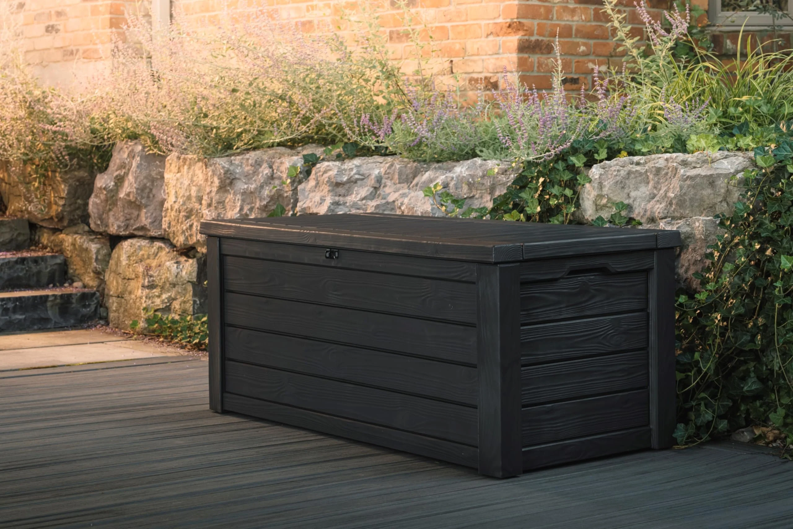 150 Gallon Resin Outdoor Storage Box, Large Deck Container for Patio, Garden and Yard, Dark Gray - Image 6