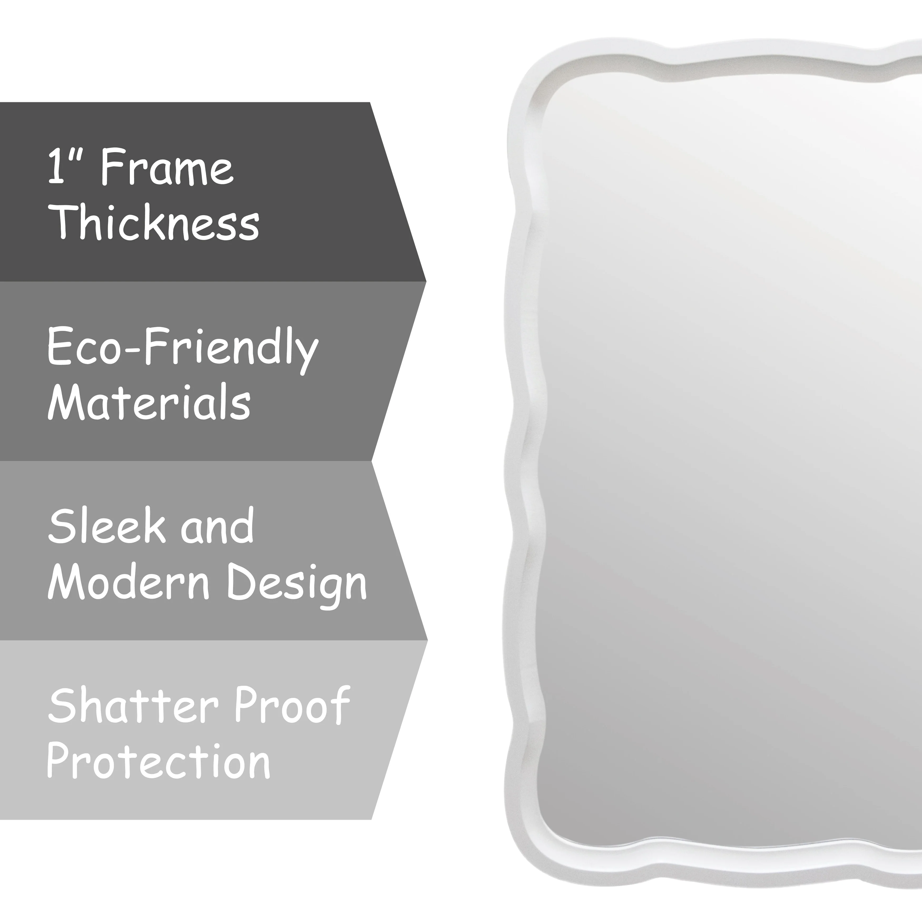 Curved Scallop Wood Frame Accent Mirror, Modern Decorative Wall Mirror for Living Room, Bedroom and Entryway - Image 28