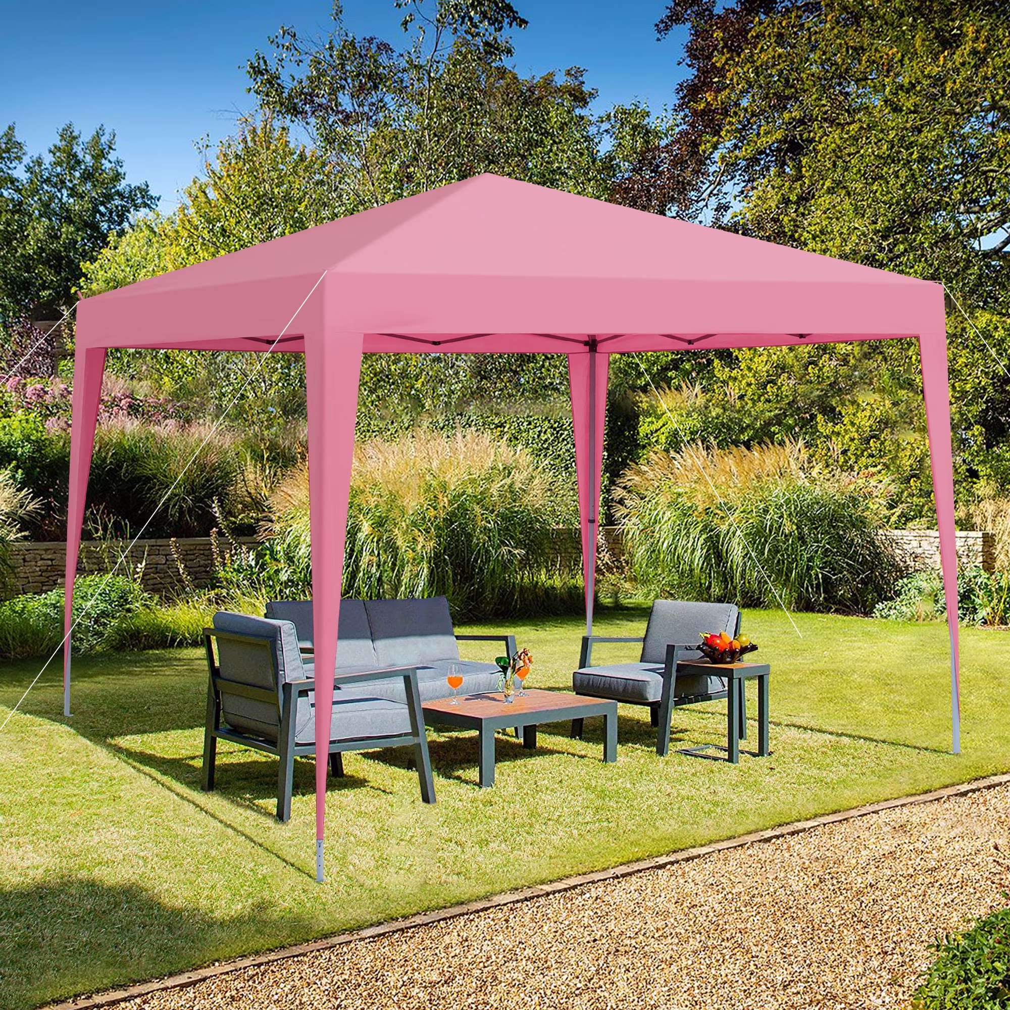 IVV 10x10FT Pop Up Canopy Tent, Outdoor Instant Slant Legs Gazebo Shelter with Carrying Bag, Portable for Patio Deck Garden and Beach - Blue - Image 9