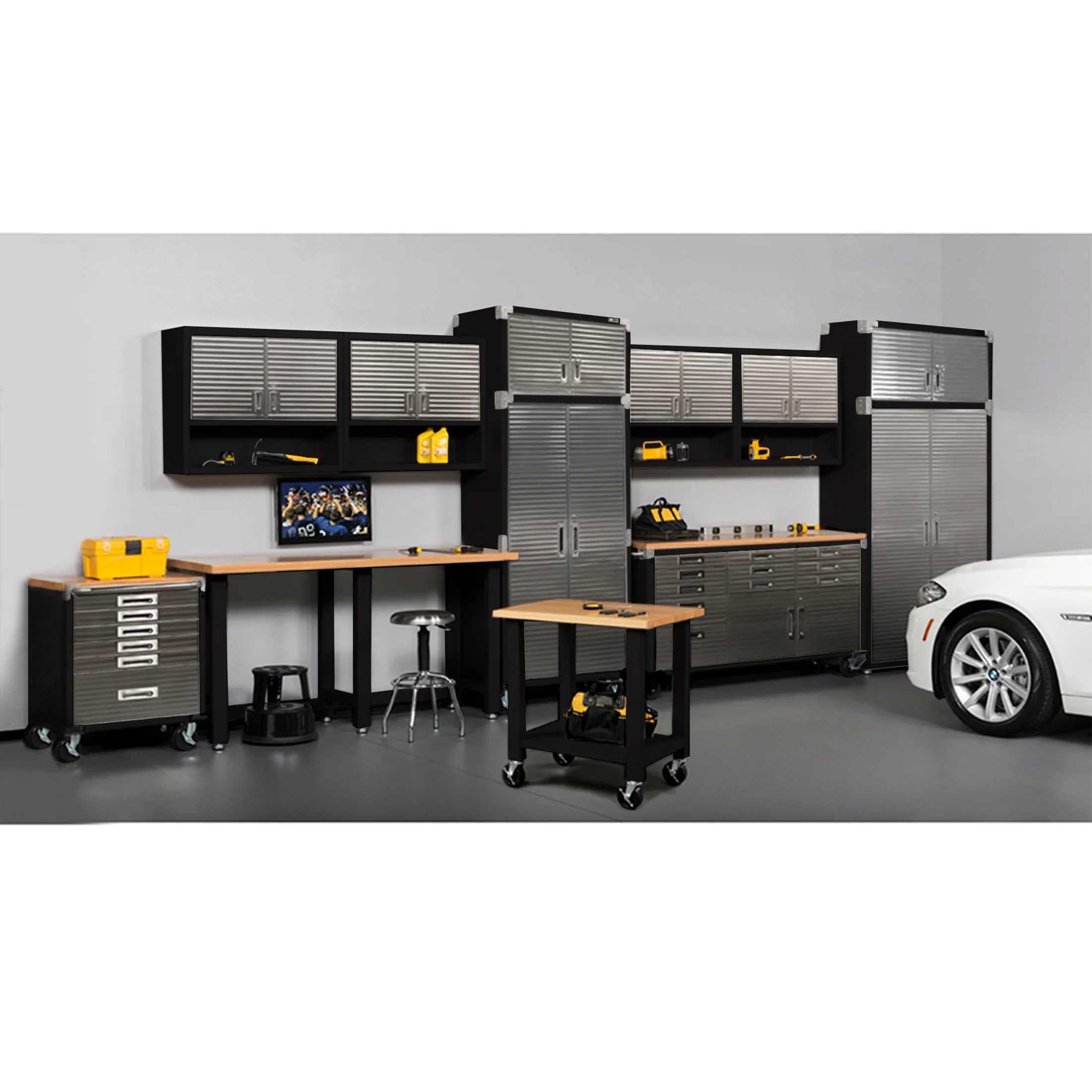 Seville Classics UltraHD Mega 2-Door Lockable Stacker Storage Cabinet, 48" W X 24" D X 18.5" H, Graphite - Image 8
