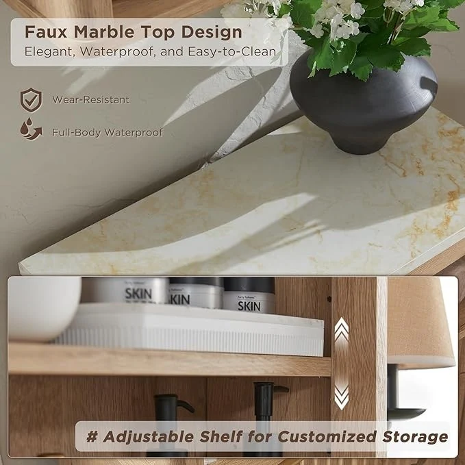 Modern Bathroom Wall Cabinet, Wall Mounted Medicine Storage Organizer with Shelves for Home Organization - Image 8