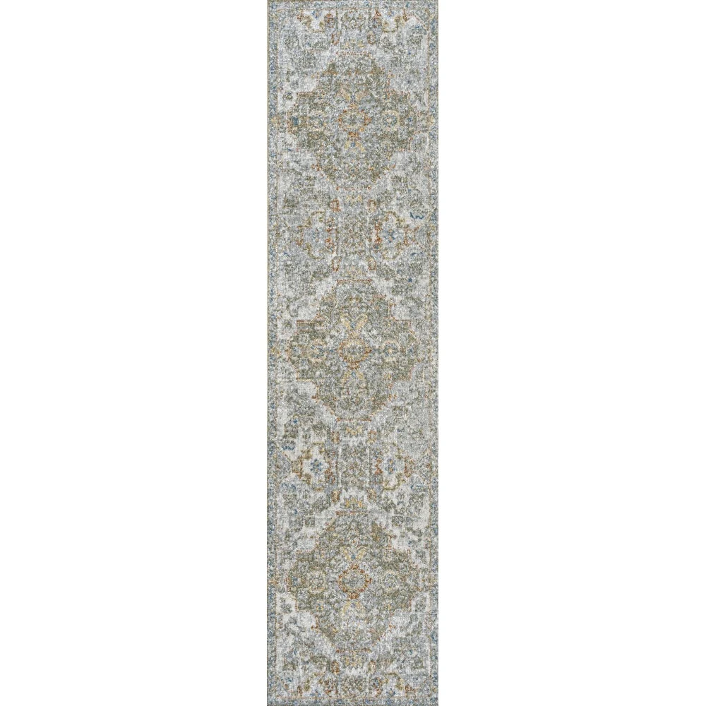 Bohemian Medallion Low-Pile Machine-Washable Area Rug, Cream and Terra - Image 18