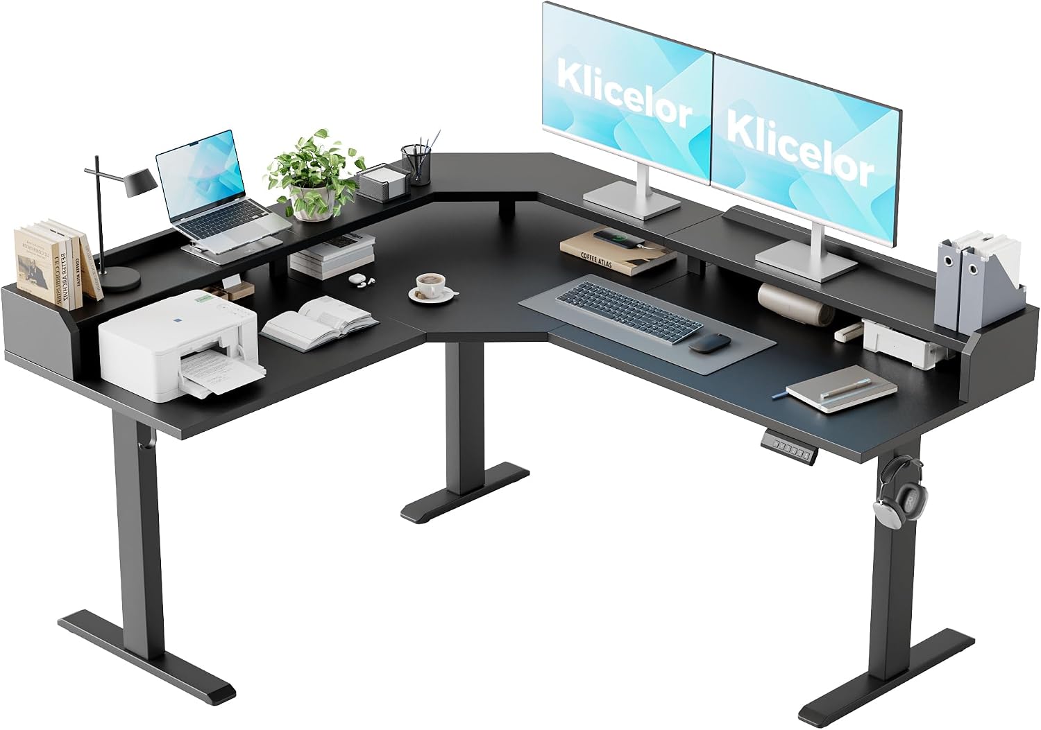 L Shaped Standing Desk 63 x 48 Inch, Electric Height Adjustable Corner Desk for Home Office Workstation, Ergonomic Sit to Stand Computer Table with Memory Controller, Rustic Brown - Image 4