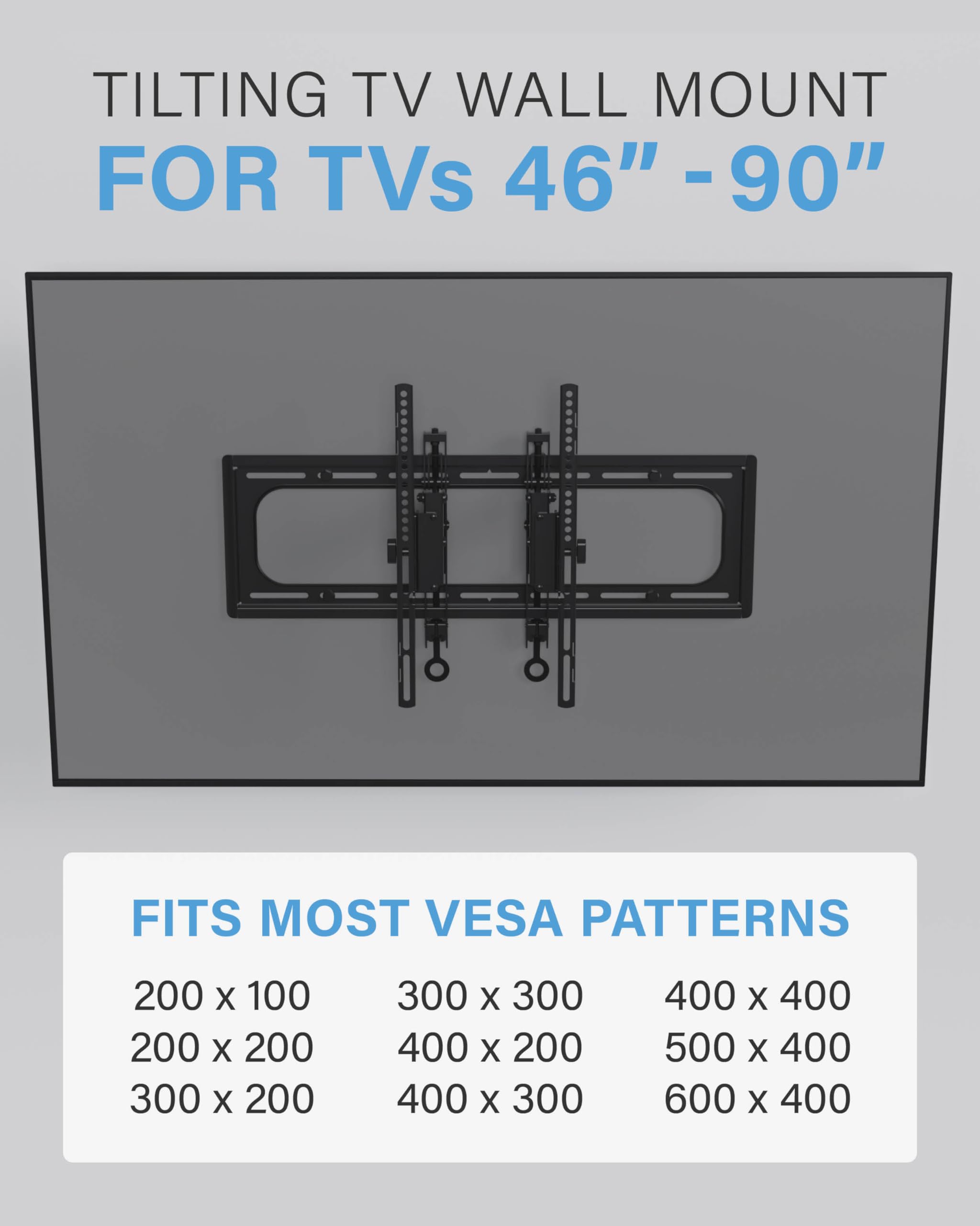 Tilting TV Wall Mount for Large TVs Up to 90 Inches, Heavy Duty Adjustable Flat Screen Television Bracket - Image 3